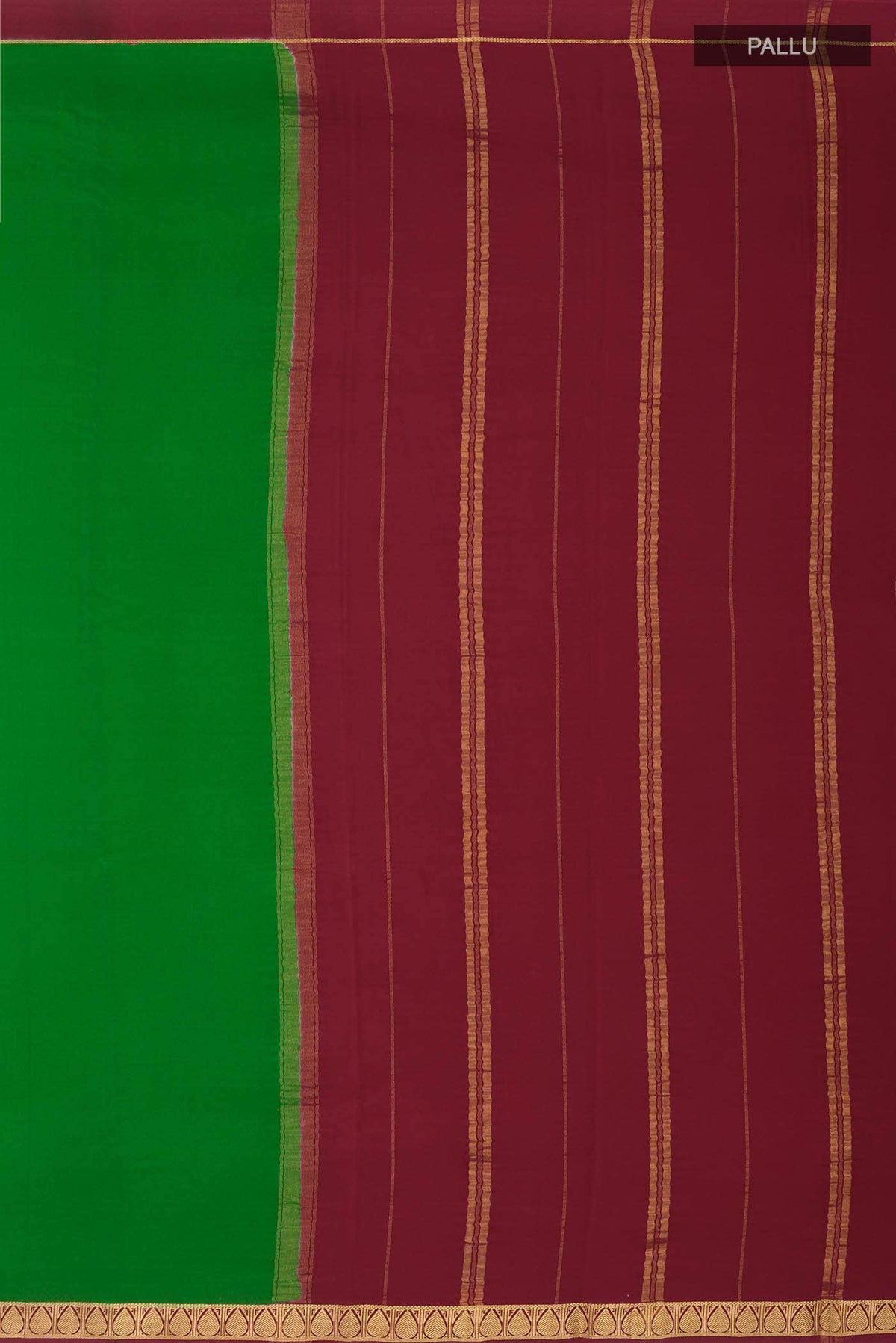 Pure Silk Pure Zari Green Mysore Crepe Saree