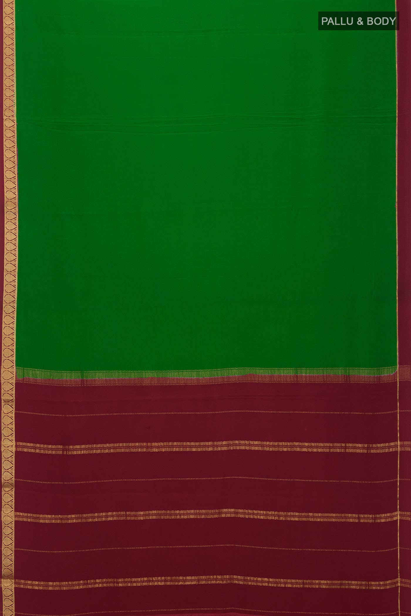 Pure Silk Pure Zari Green Mysore Crepe Saree