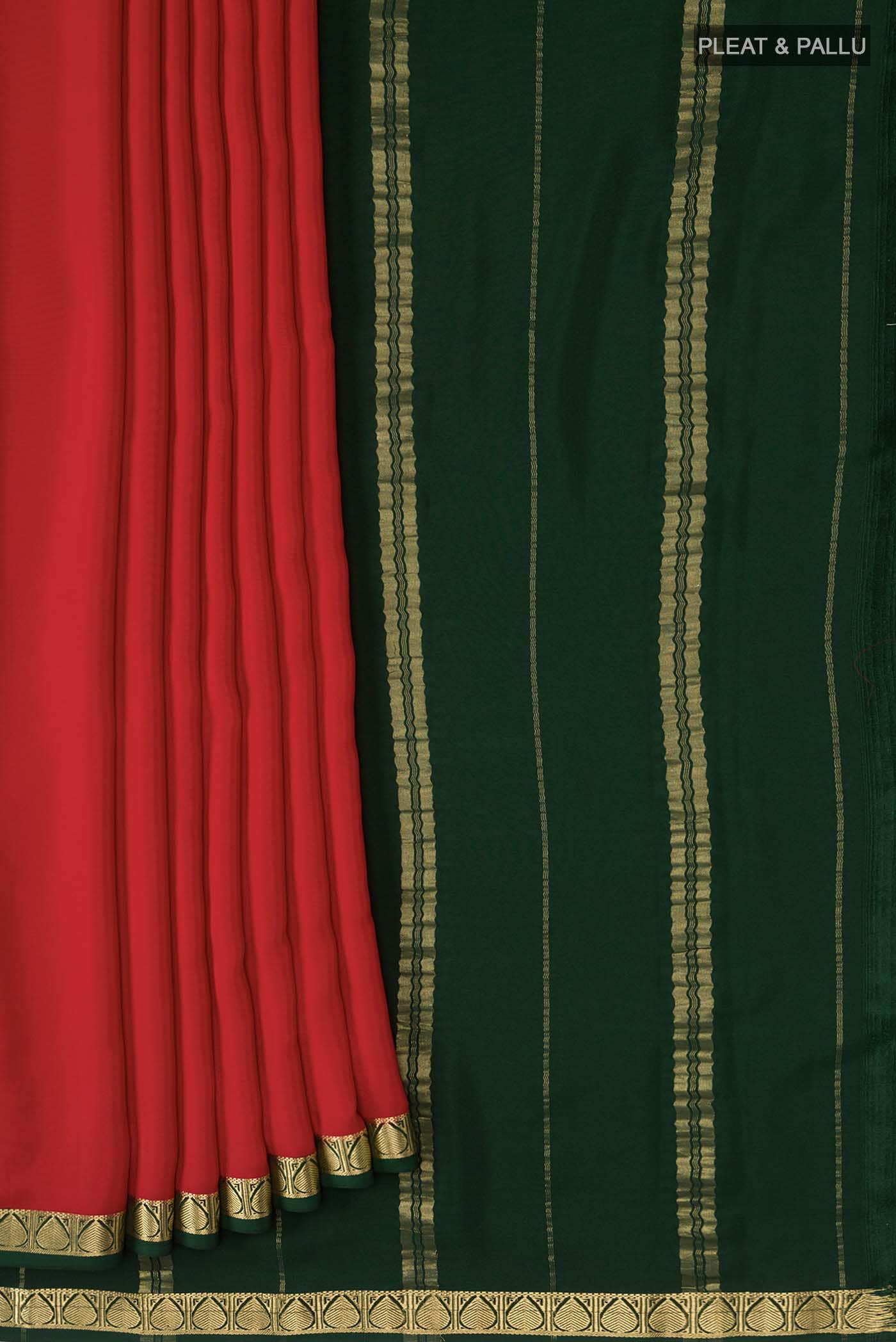 Pure Silk Pure Zari Red Mysore Crepe Saree