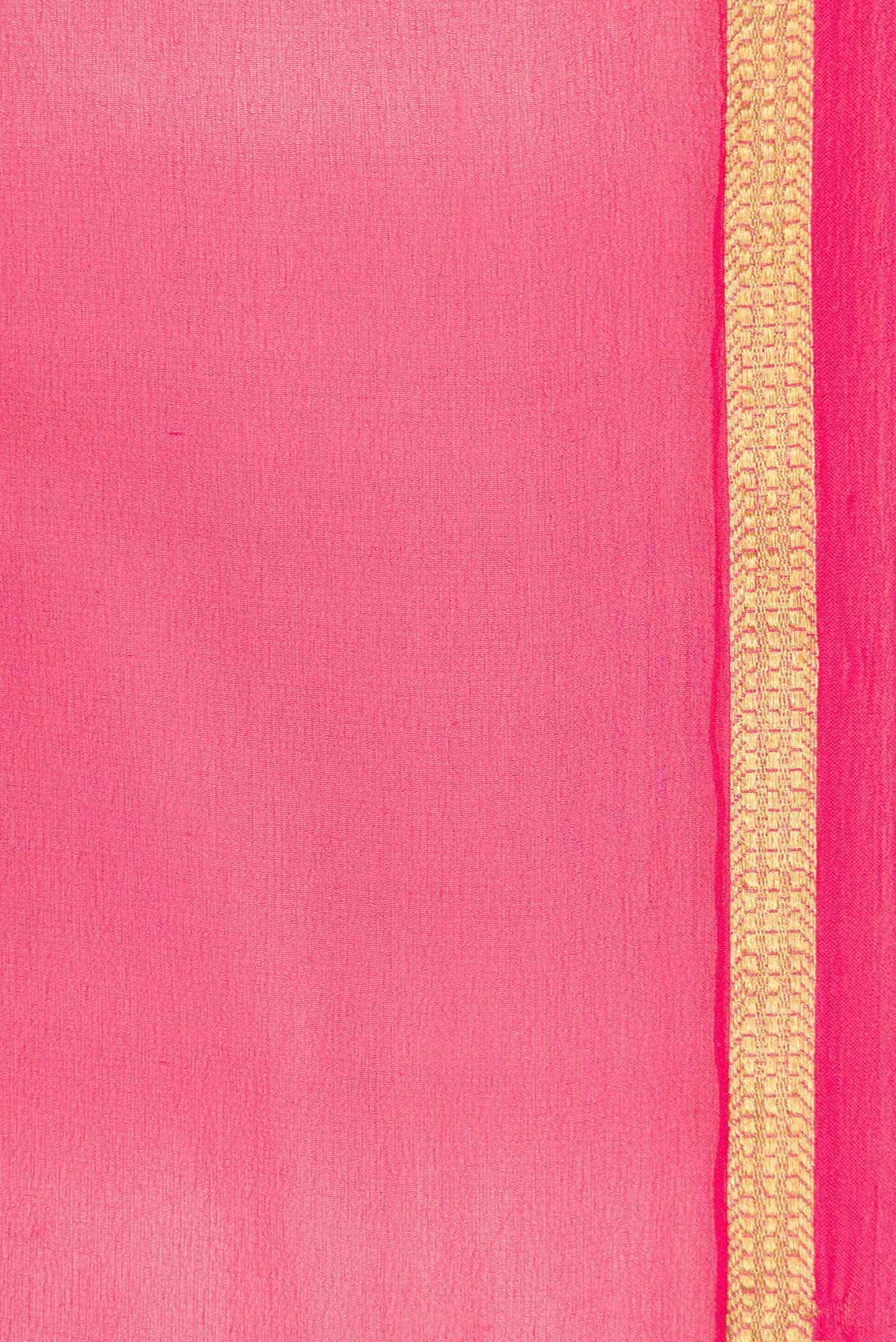 Pure Silk Pure Zari Pink Dual Tone Mysore Crepe Saree
