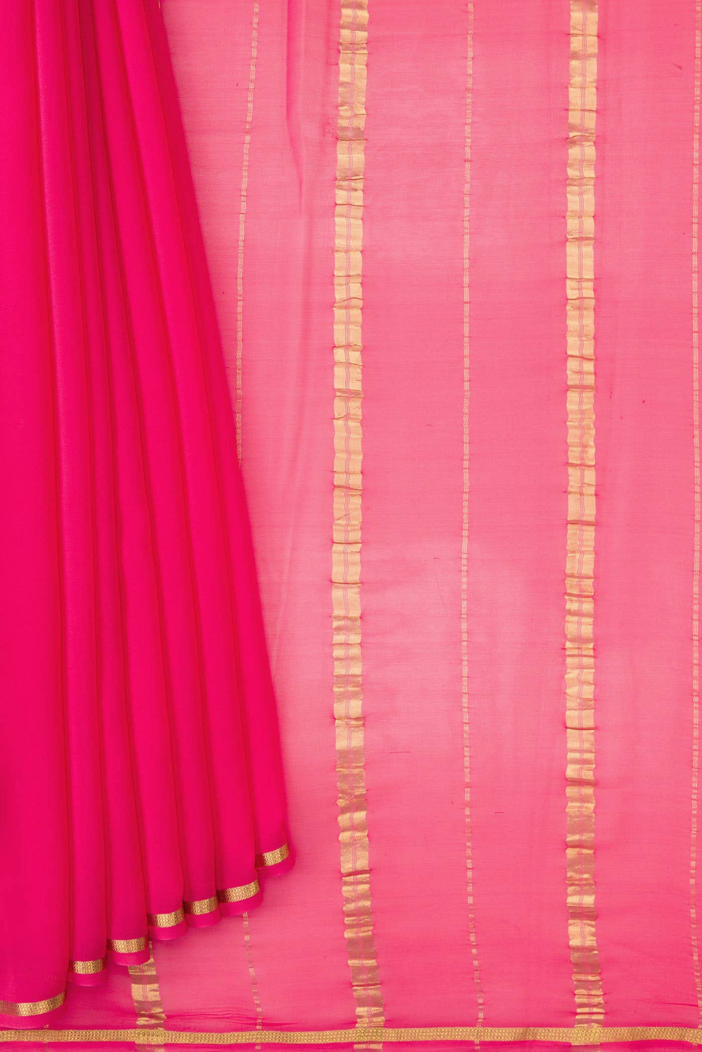 Pure Silk Pure Zari Pink Dual Tone Mysore Crepe Saree