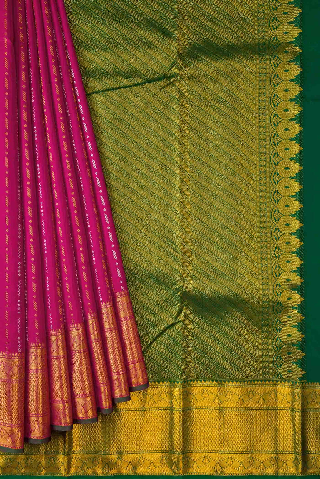 Dark Pink Dual Tone Kanchipuram Silk Saree