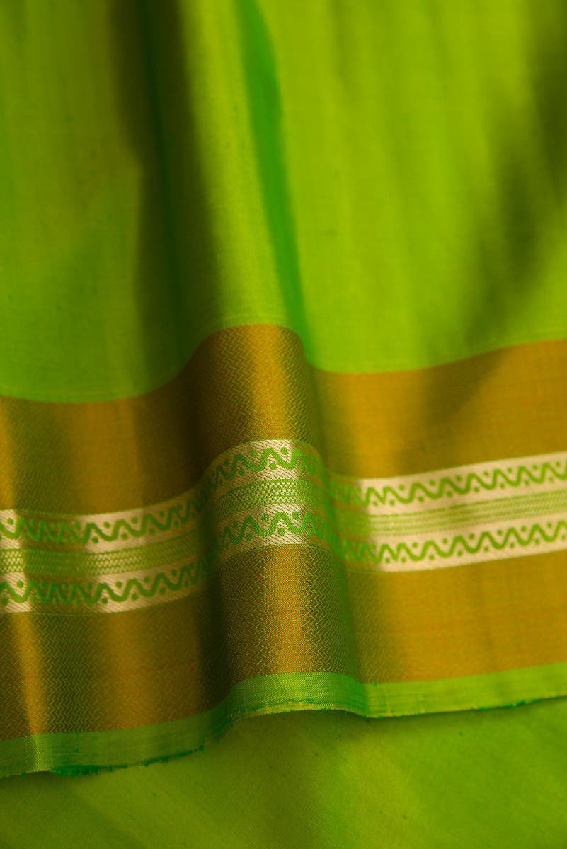 Parrot Green Dual Tone Soft Silk Saree
