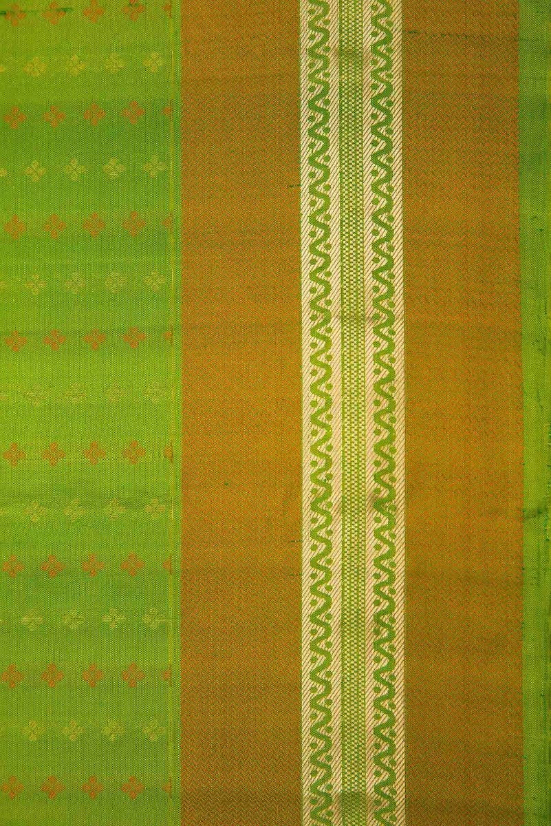 Parrot Green Dual Tone Soft Silk Saree