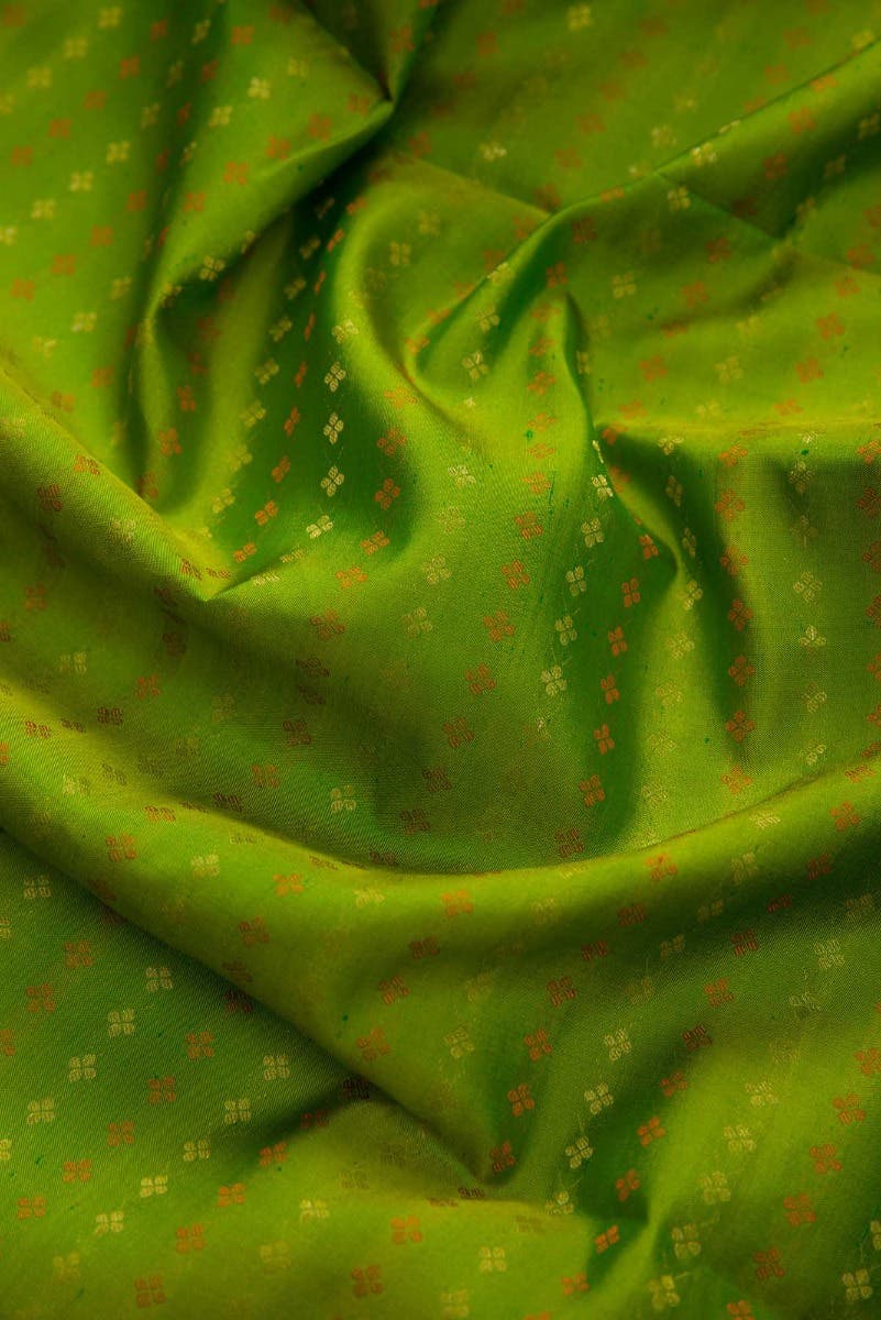 Parrot Green Dual Tone Soft Silk Saree