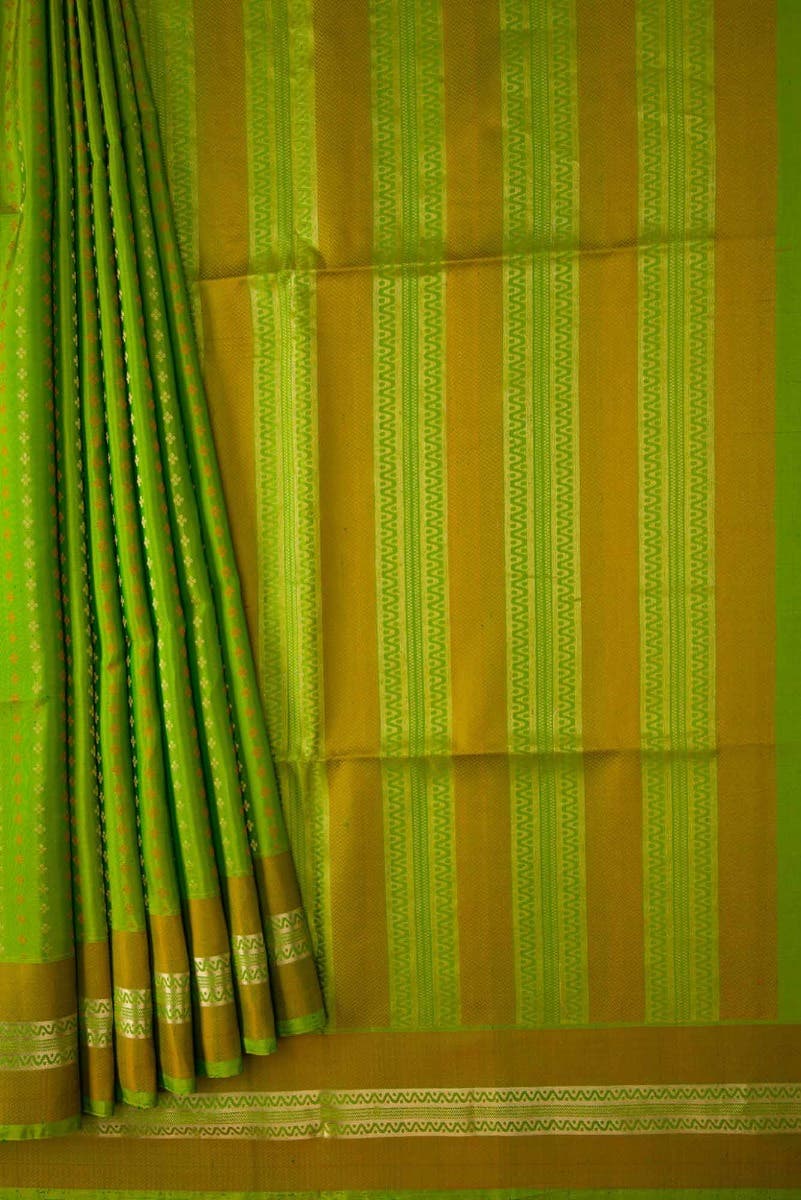 Parrot Green Dual Tone Soft Silk Saree