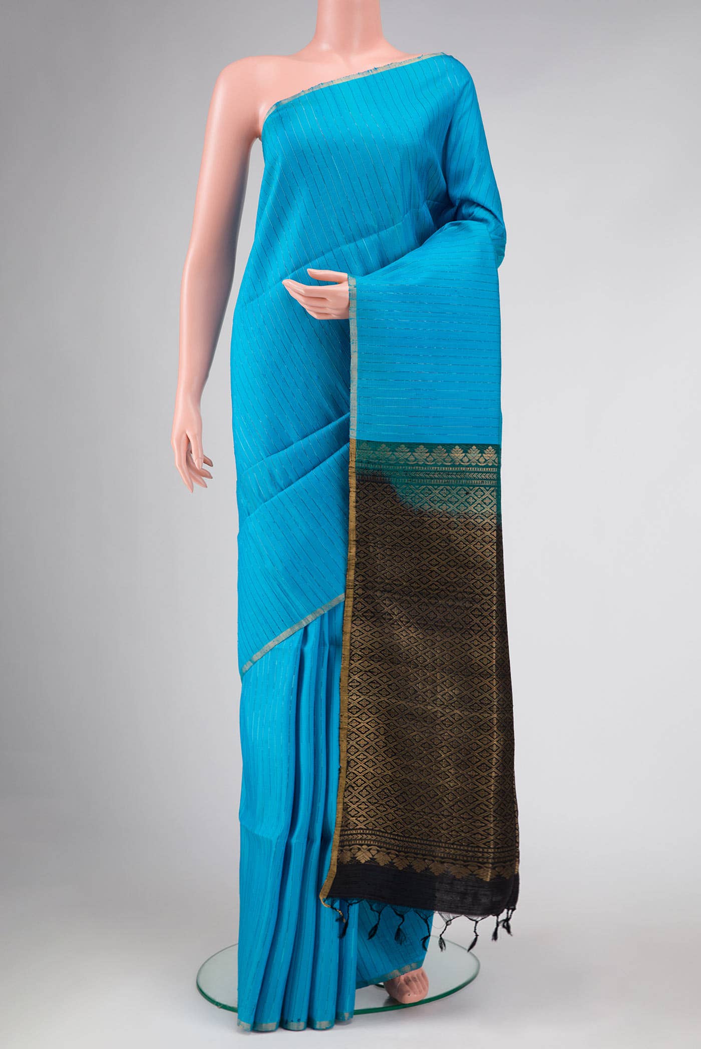 Sky Blue Raw Silk Saree