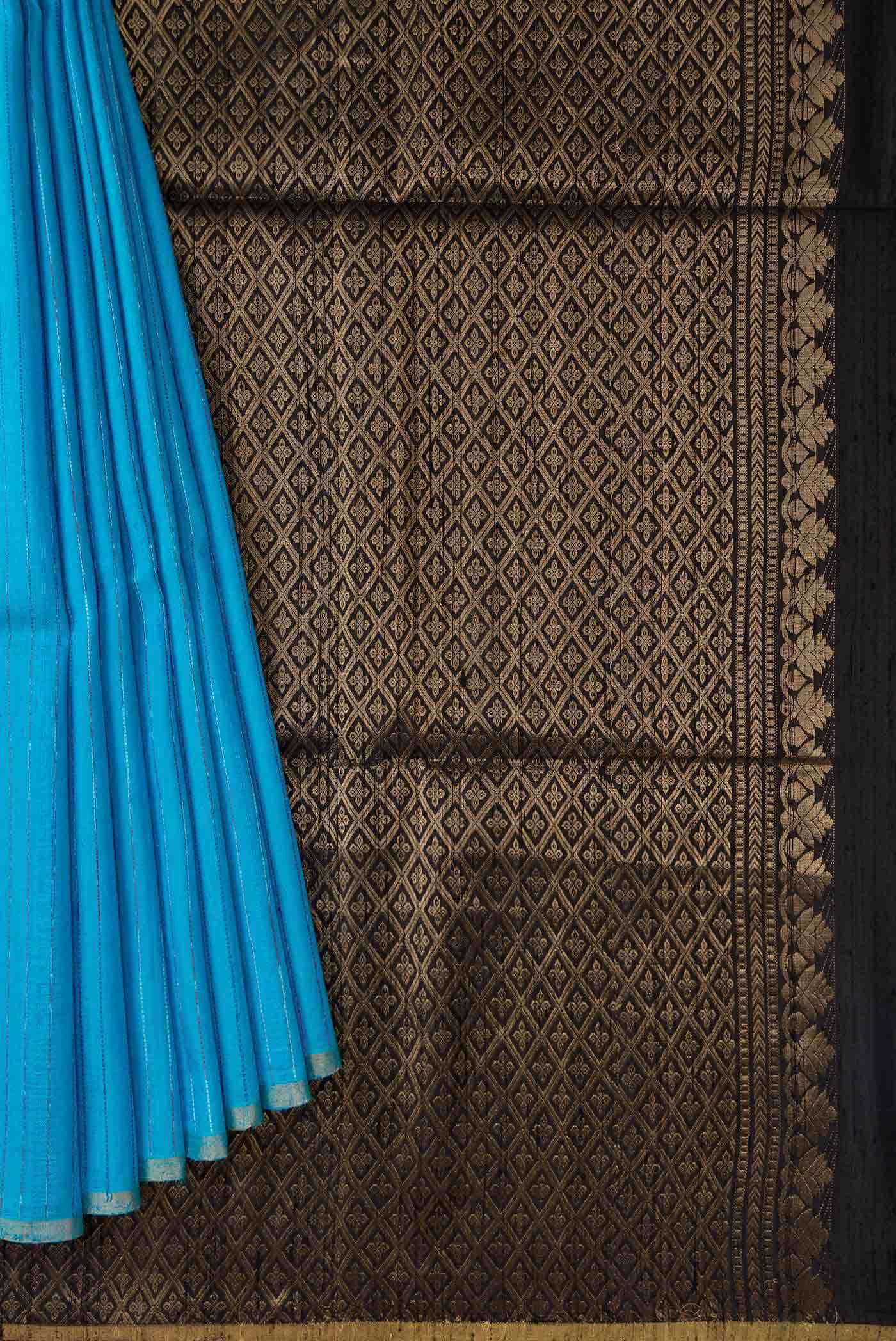 Sky Blue Raw Silk Saree