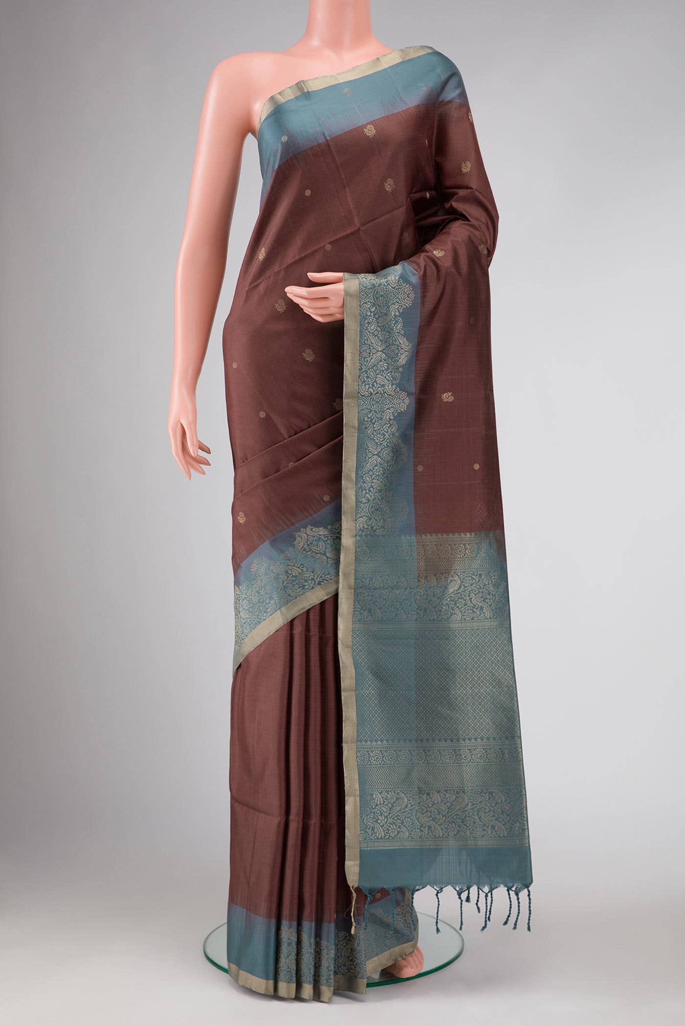 Brown Dual Tone Soft Silk Saree