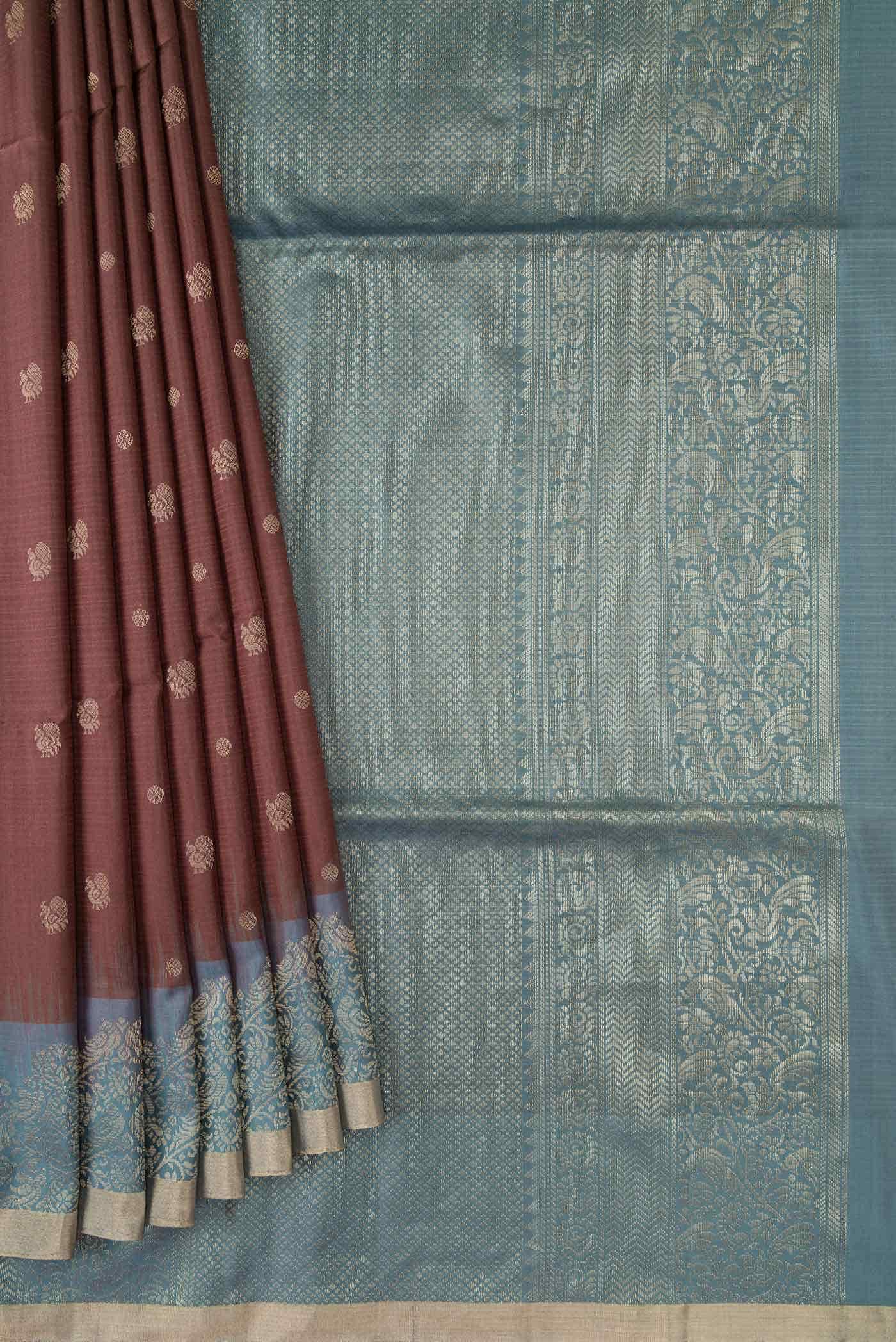 Brown Dual Tone Soft Silk Saree