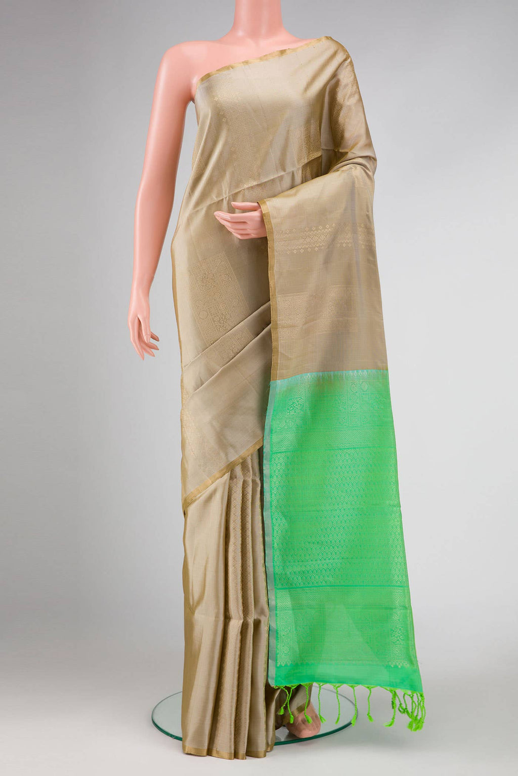 Dark Beige Dual Tone Soft Silk Saree
