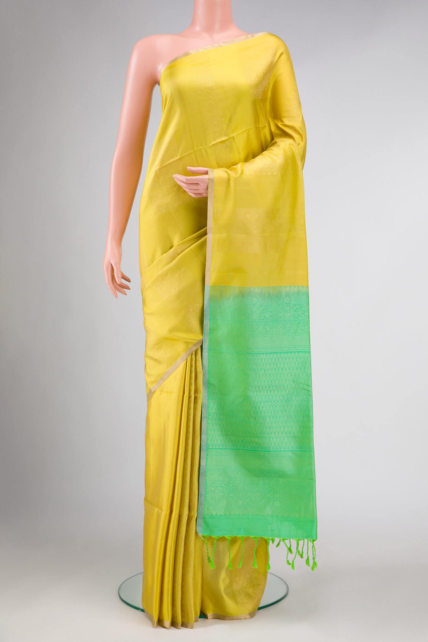 Lemon Yellow Soft Silk Saree