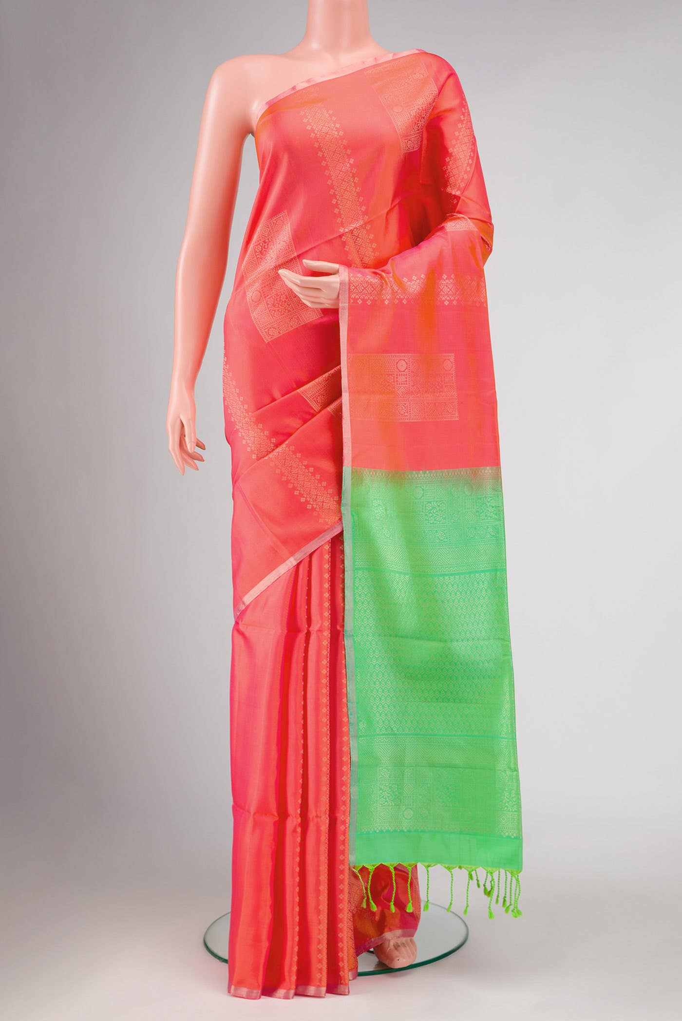 Orange Dual Tone Soft Silk Saree