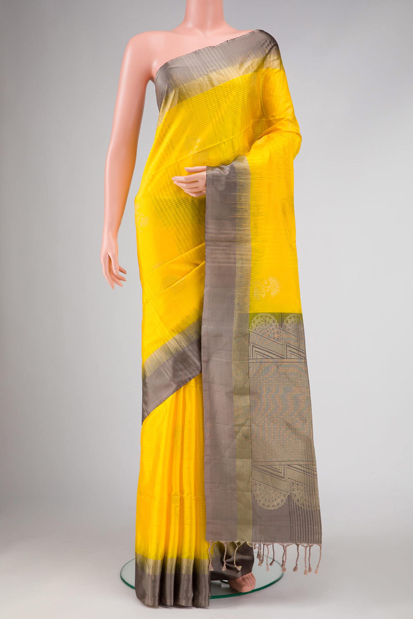 Yellow Dual Tone Soft Silk Saree