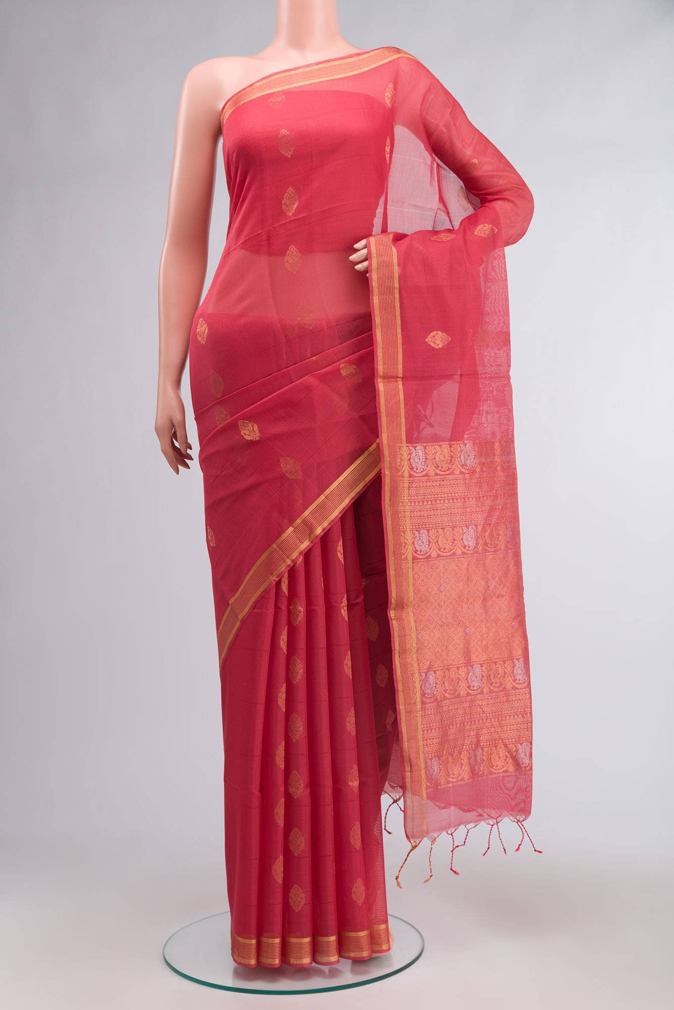 Coral Silk Cotton Saree