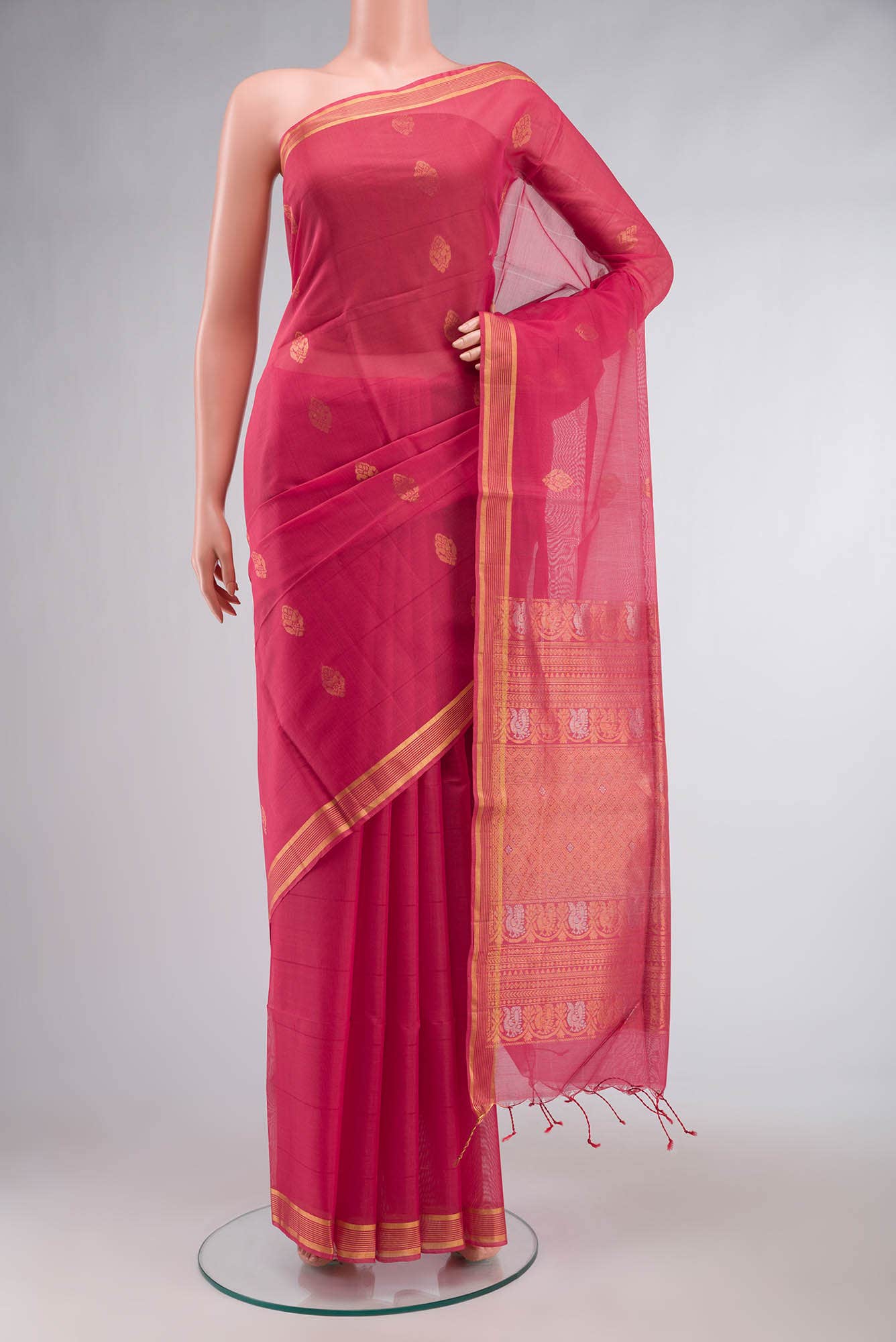 Coral Silk Cotton Saree