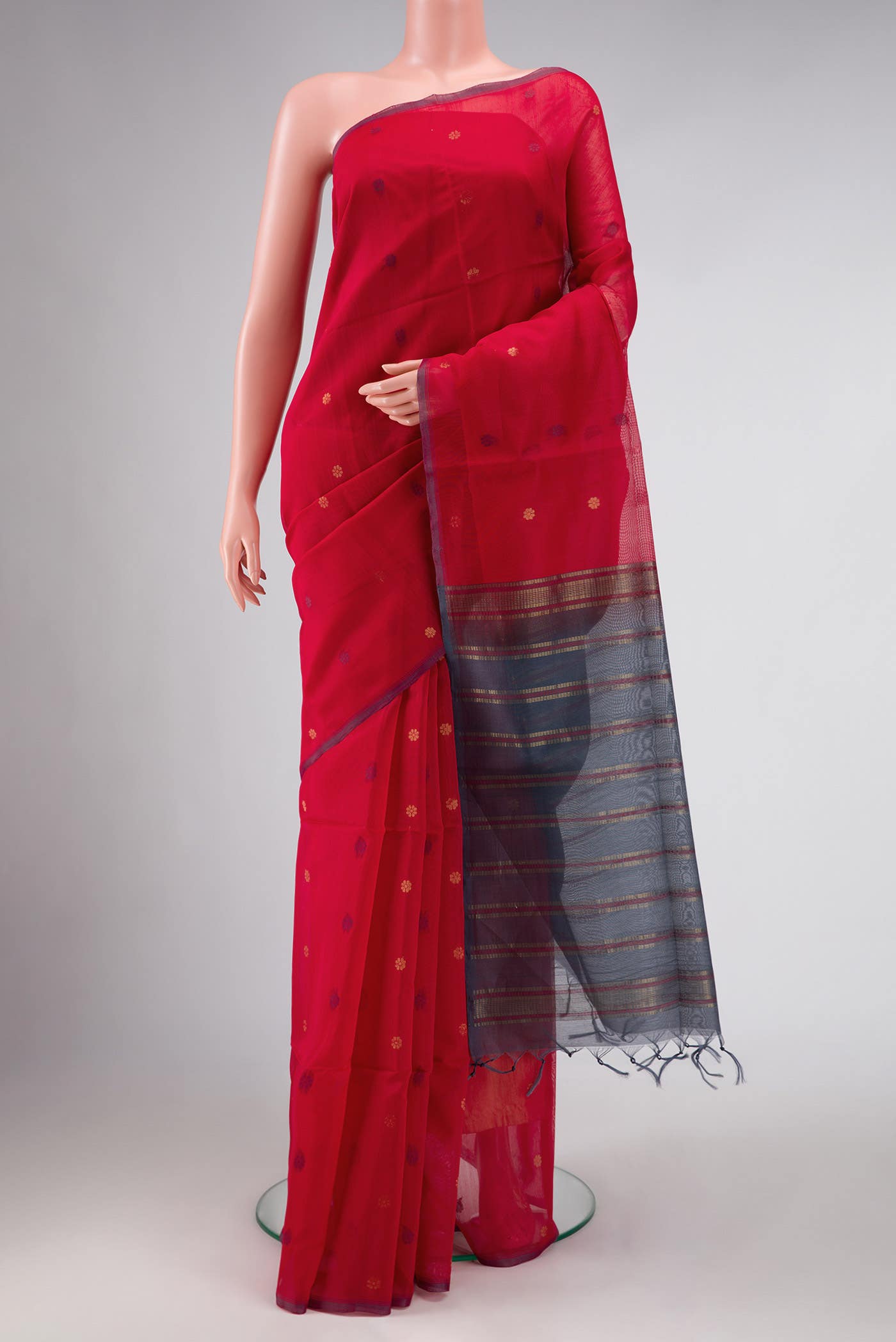 Red Dual Tone Silk Cotton Saree