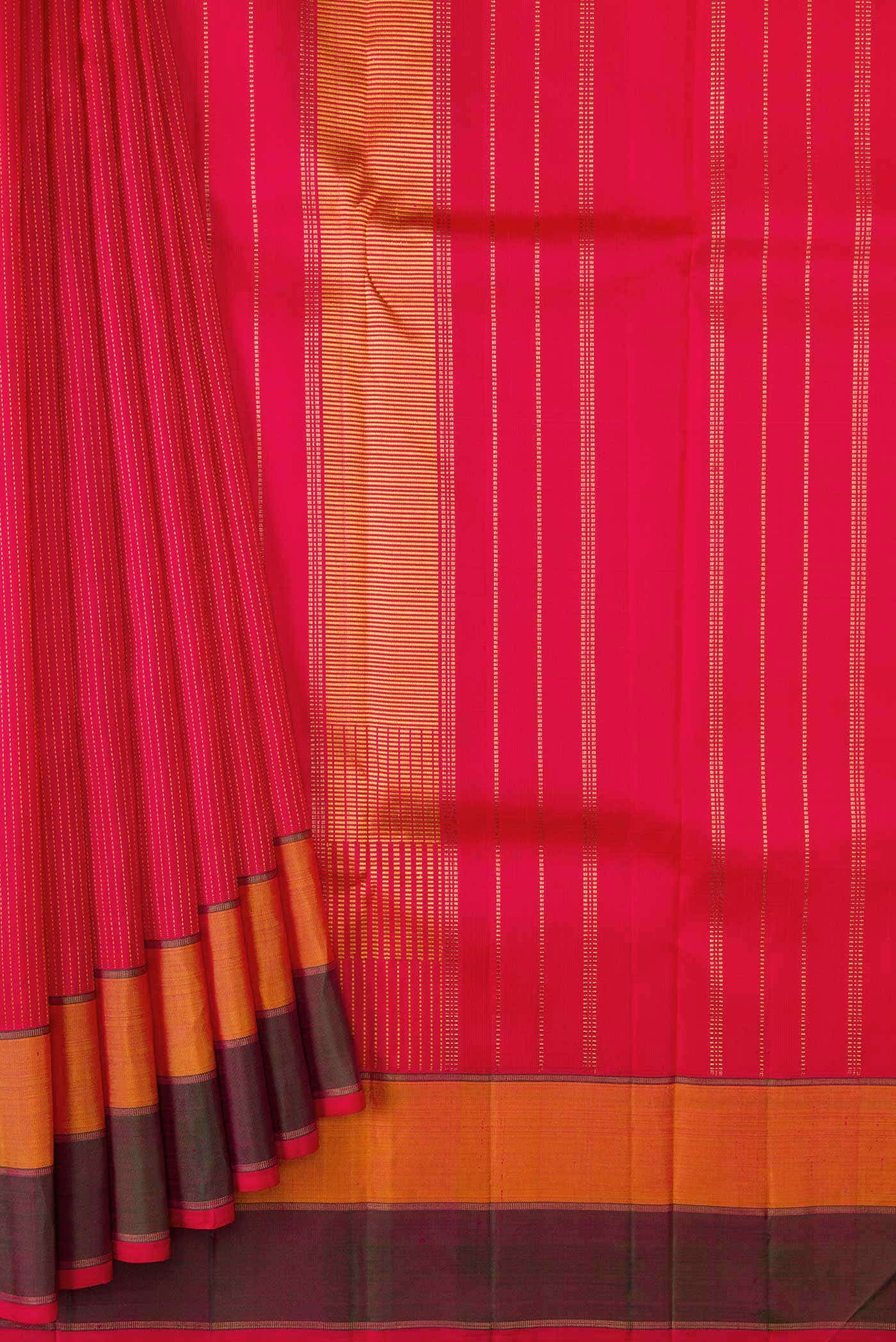 Pure Silk Pure Zari Red Dual Tone Kanchipuram Saree