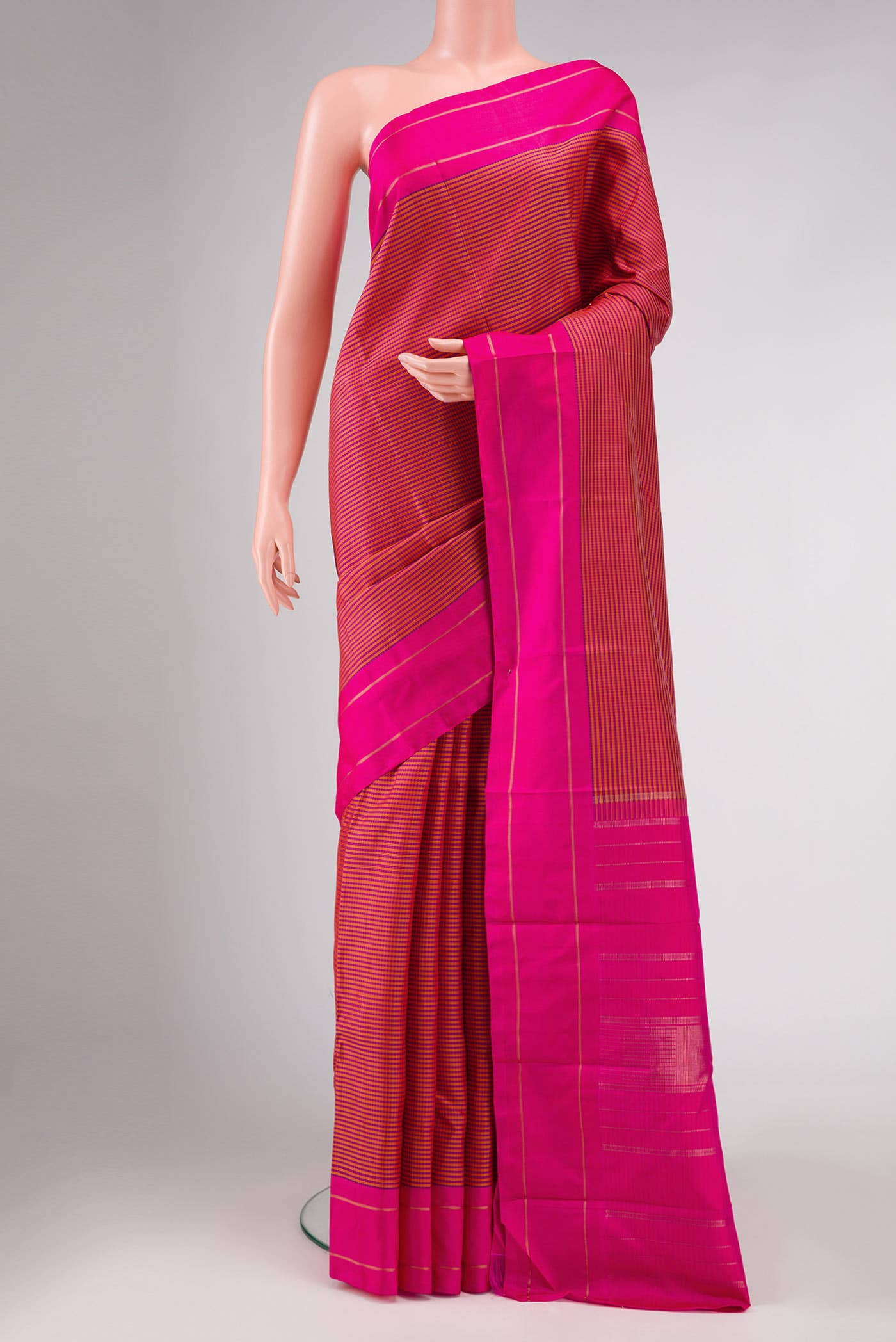 Pure Silk Pure Zari Mustard and Purple Dual Tone Kanchipuram Saree