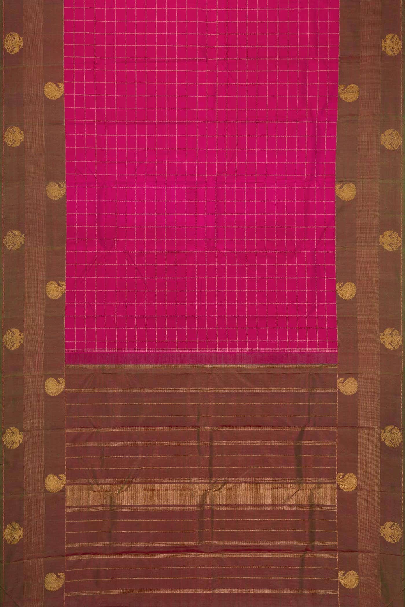 Pure Silk Pure Zari Pink Dual Tone Kanchipuram Saree