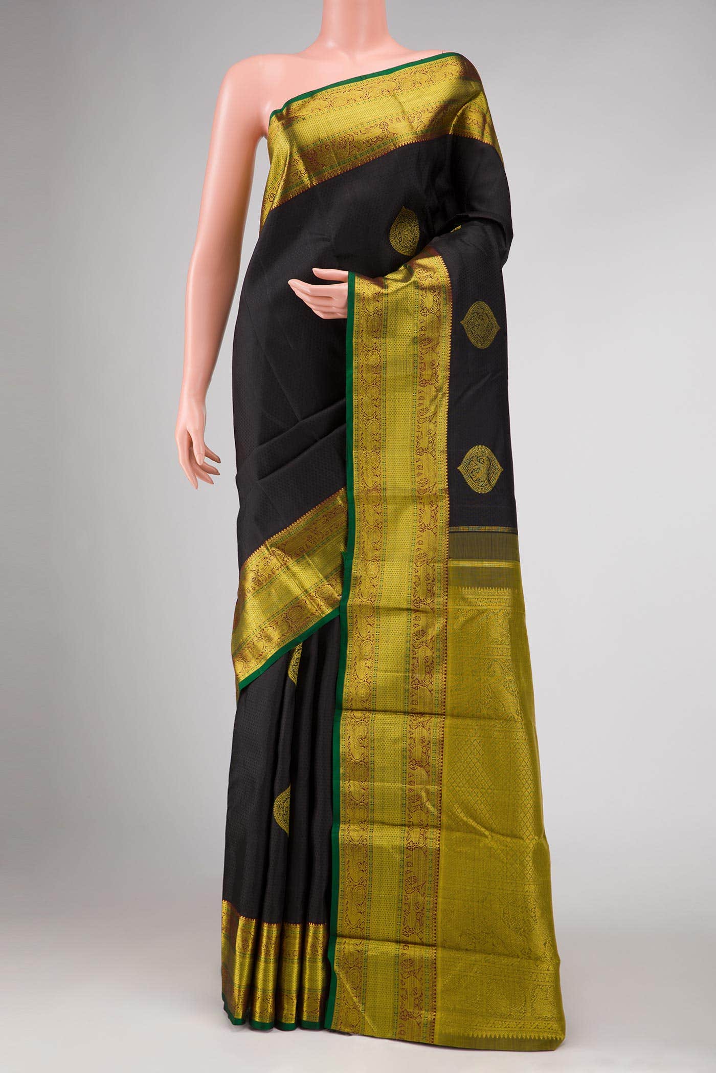 Black Dual Tone Kanchipuram Silk Saree