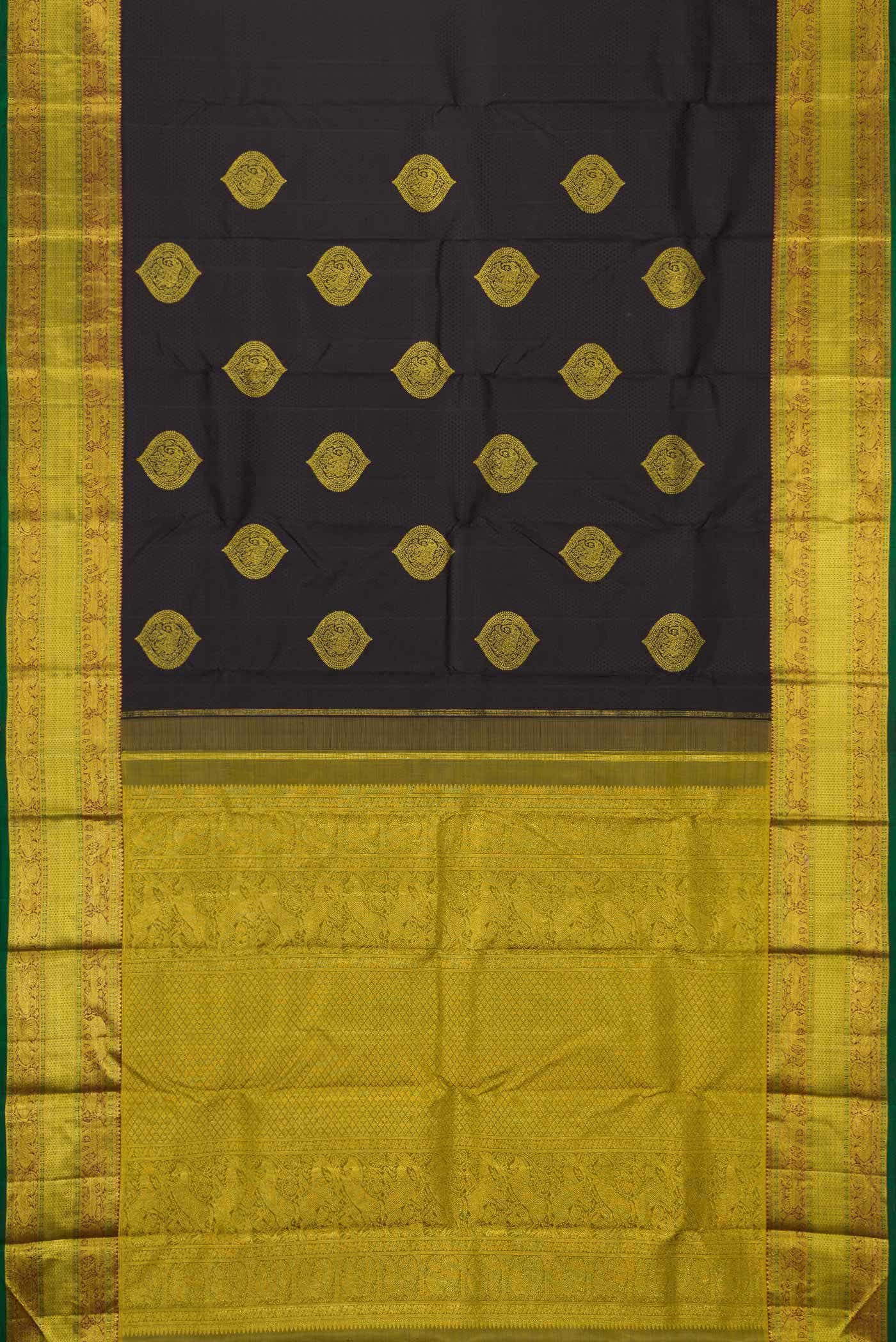 Black Dual Tone Kanchipuram Silk Saree