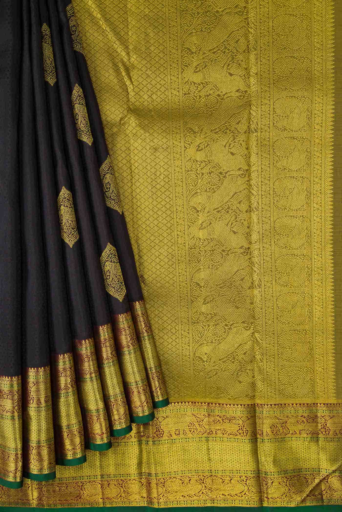Black Dual Tone Kanchipuram Silk Saree