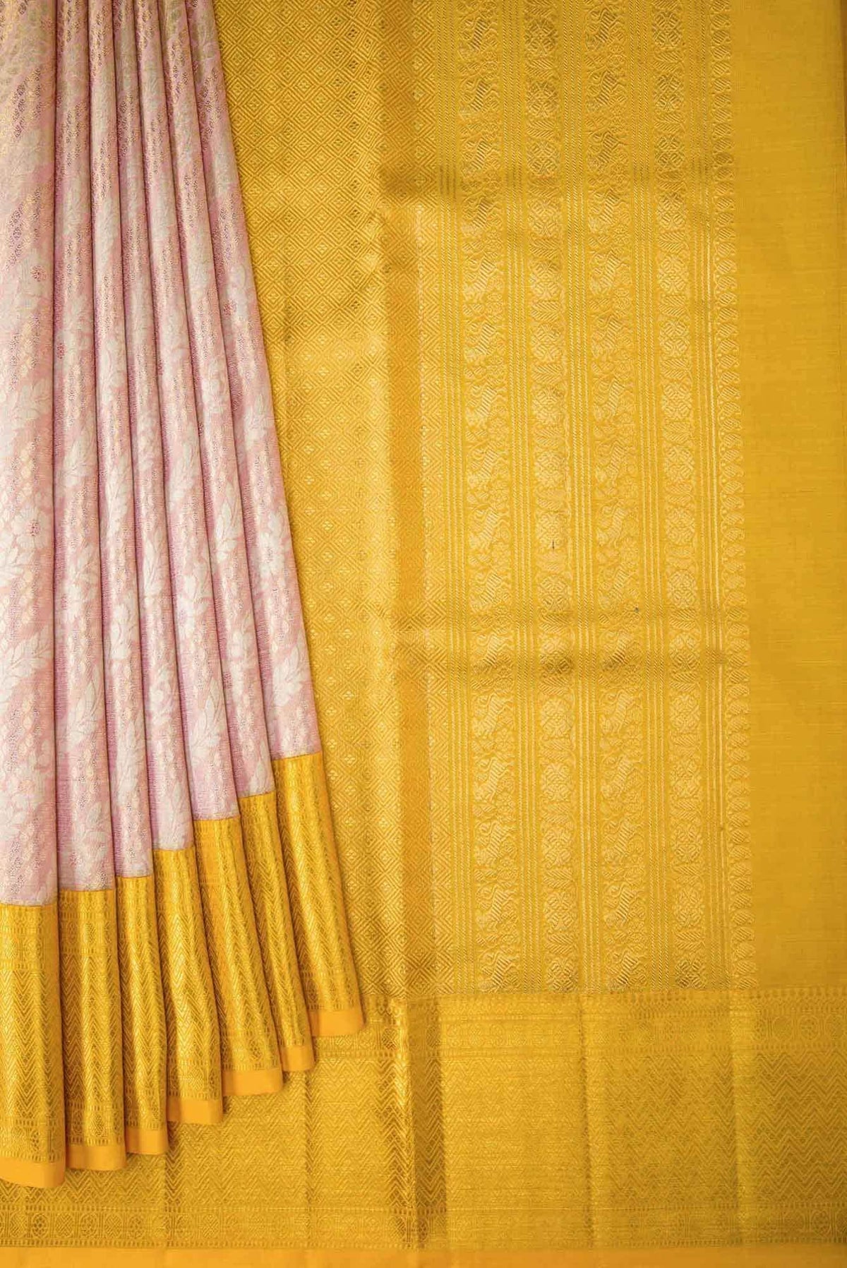 Rose Gold Dual Tone Kanjivaram Tissue Silk Saree