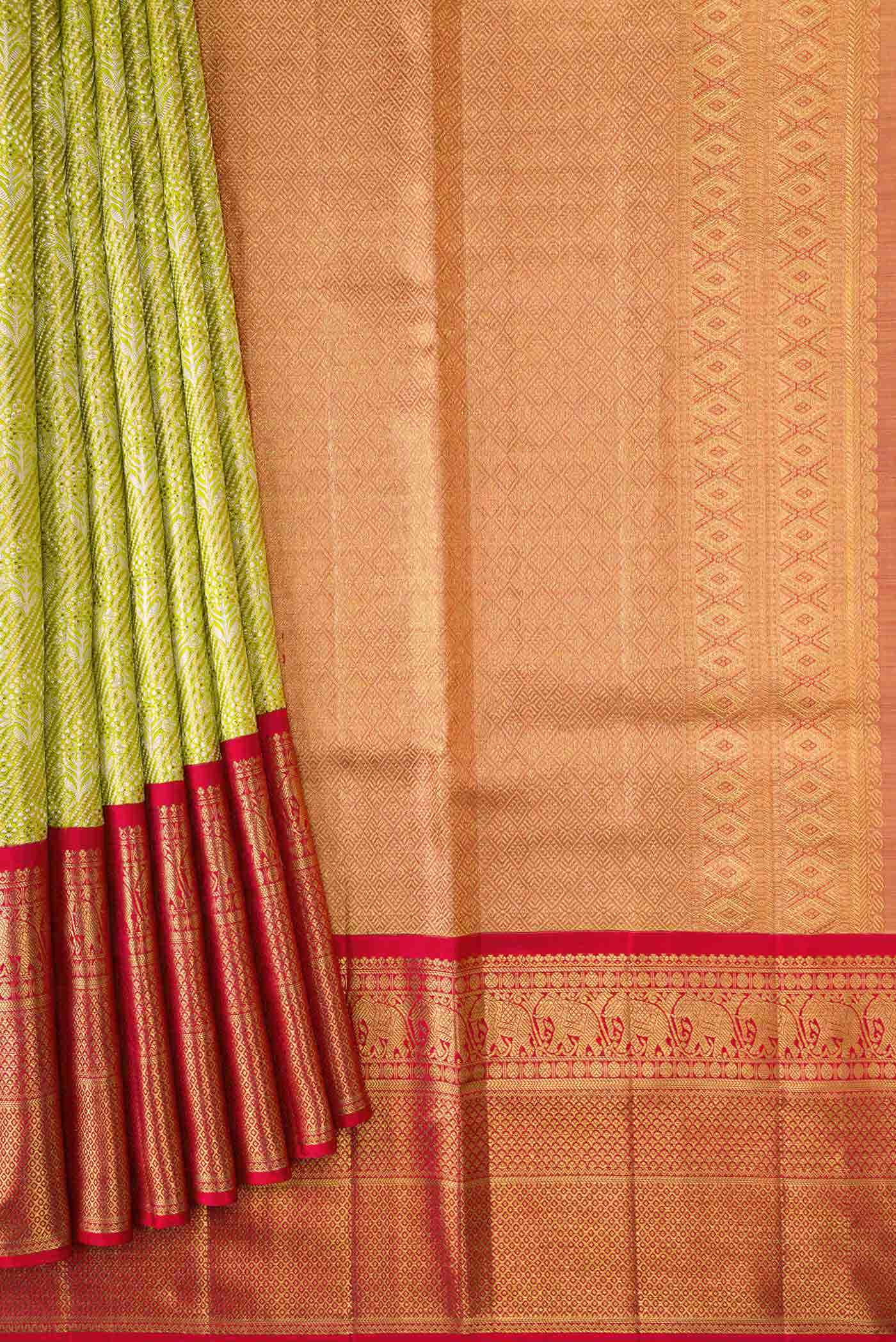 Light Green Dual Tone Kanchipuram Tissue Silk Saree