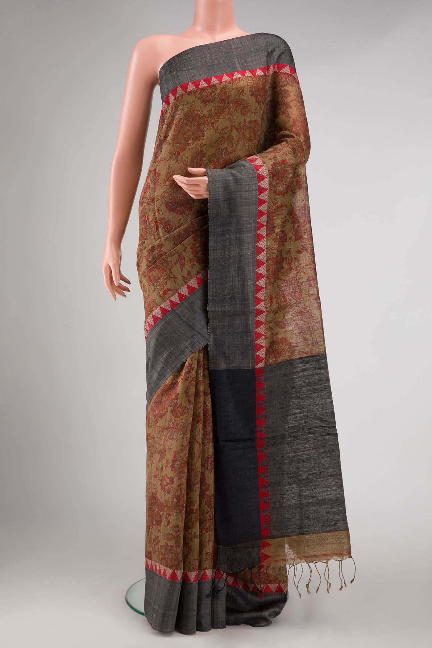 Brown Jute Silk Saree