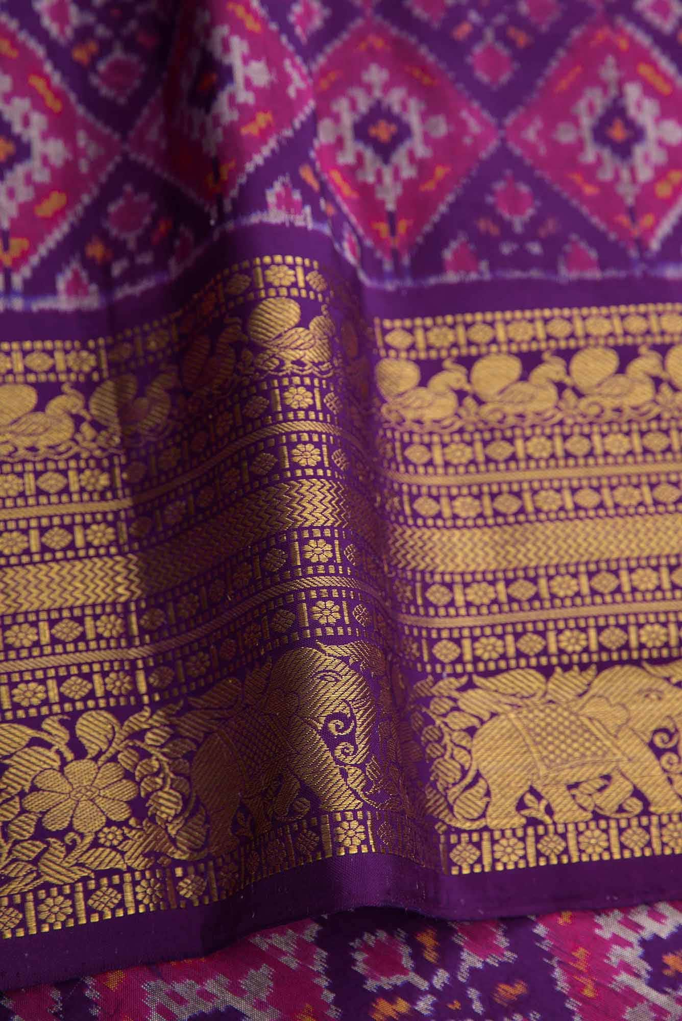 Pink Dual Tone Double Ikat Saree
