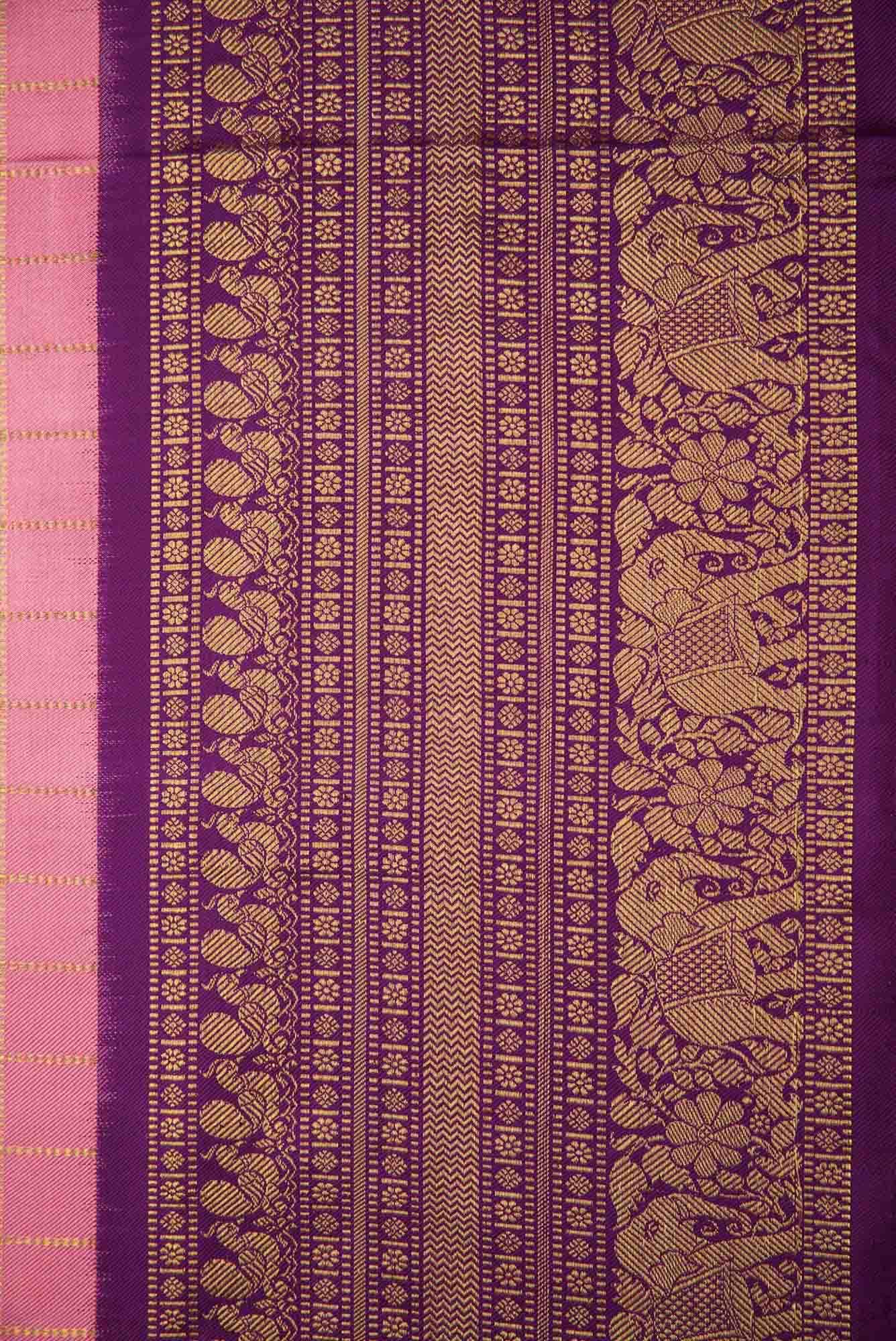 Rose pink Kanjivaram Silk Saree
