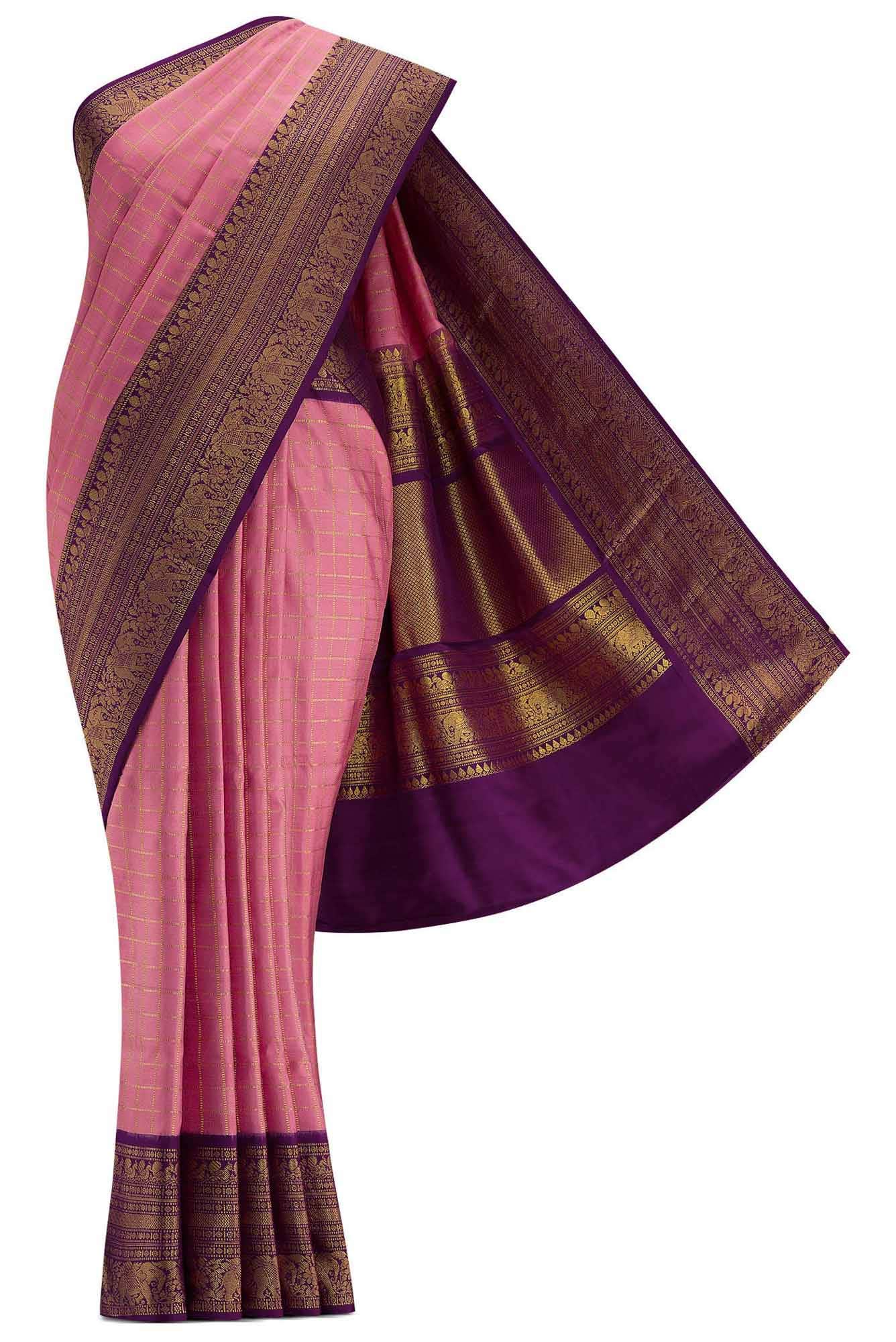 Pink Dual Tone Double Ikat Saree