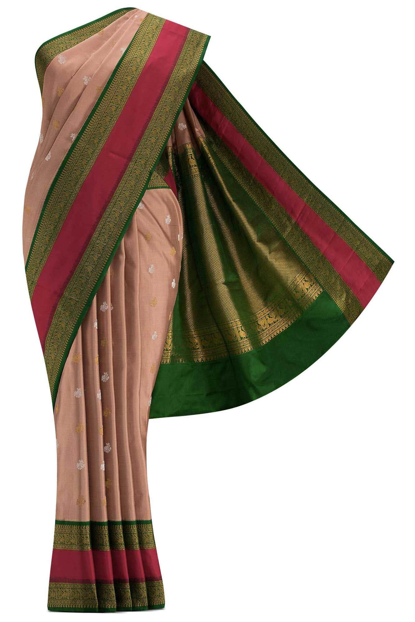 Brown Dual Tone Double Ikat Saree