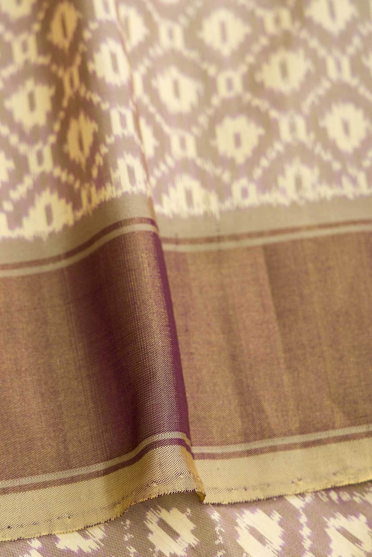 Sandal and Purple Dual Tone Raw Silk Saree