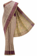 Sandal and Purple Dual Tone Raw Silk Saree