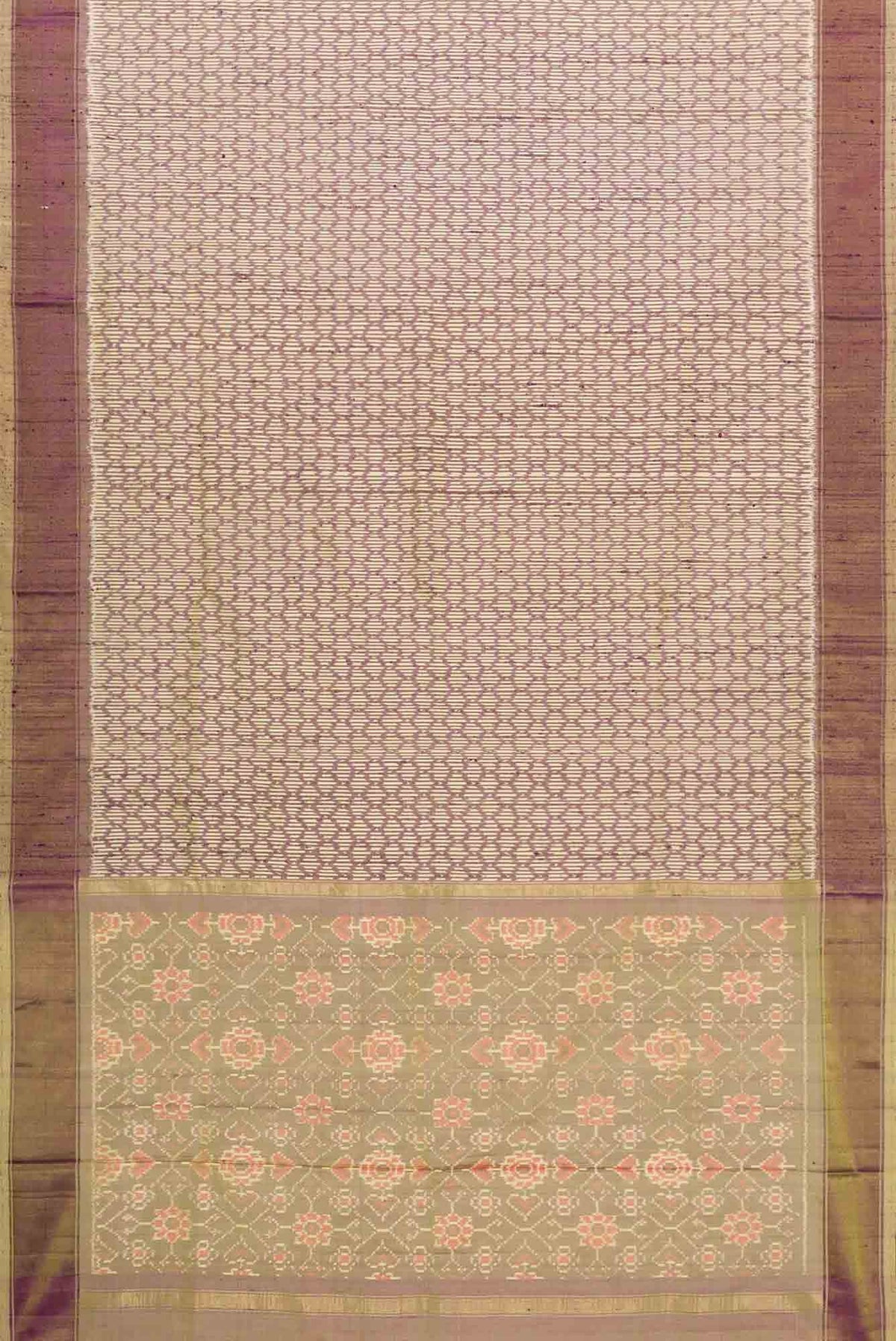 Sandal and Purple Dual Tone Raw Silk Saree