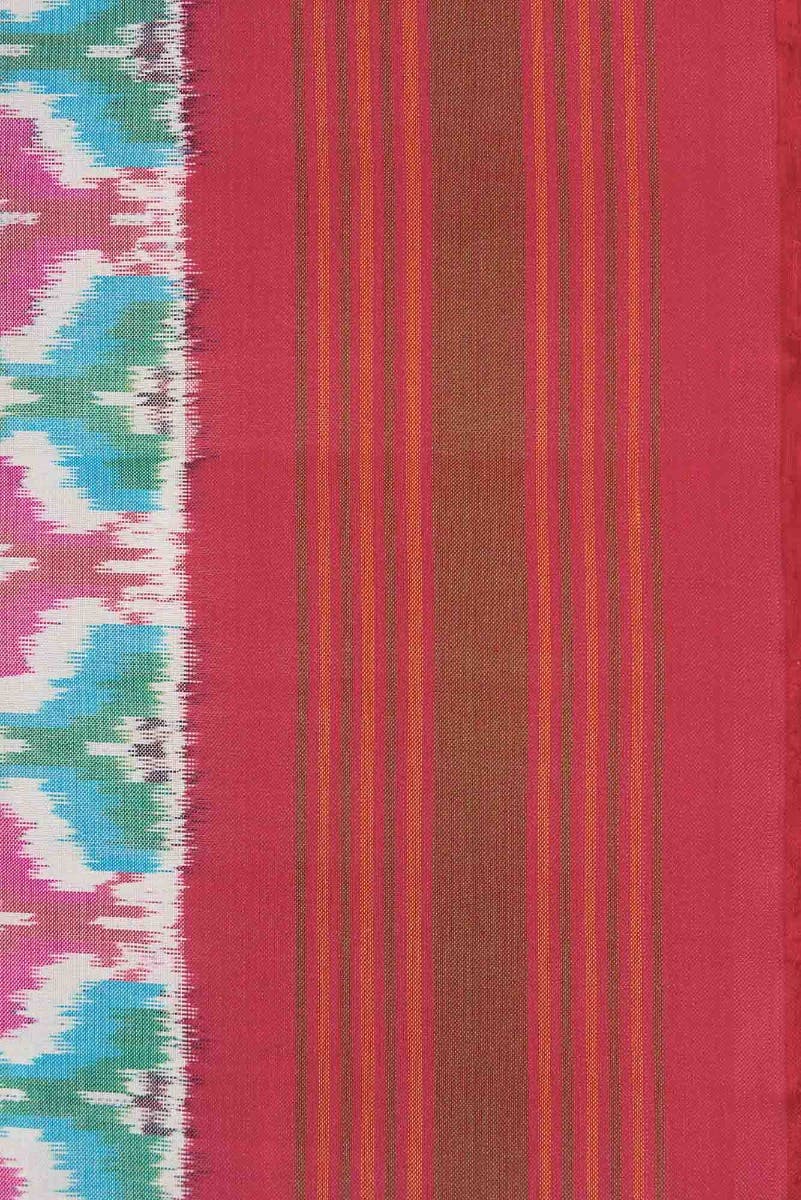 Off White and Pink Dual Tone Double Ikat Saree