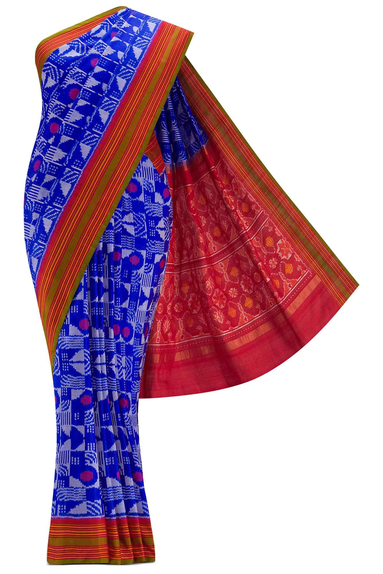 Royal Blue Dual Tone Double Ikat Saree