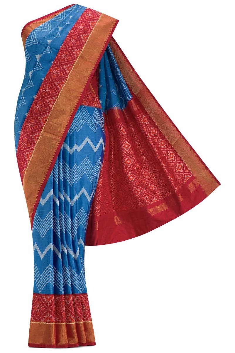 Blue Dual Tone Double Ikat Saree