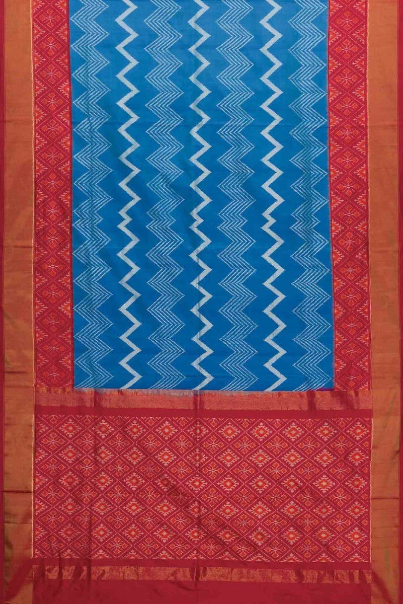 Blue Dual Tone Double Ikat Saree