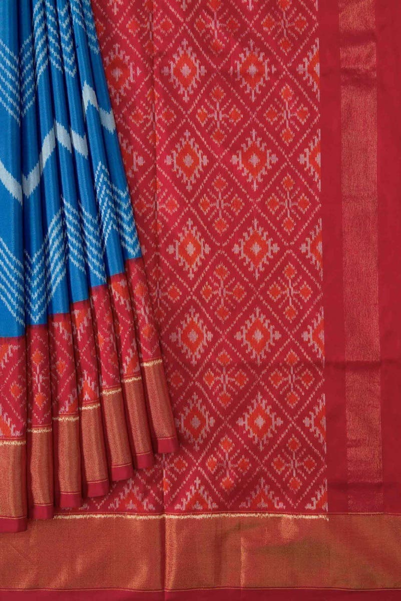Blue Dual Tone Double Ikat Saree