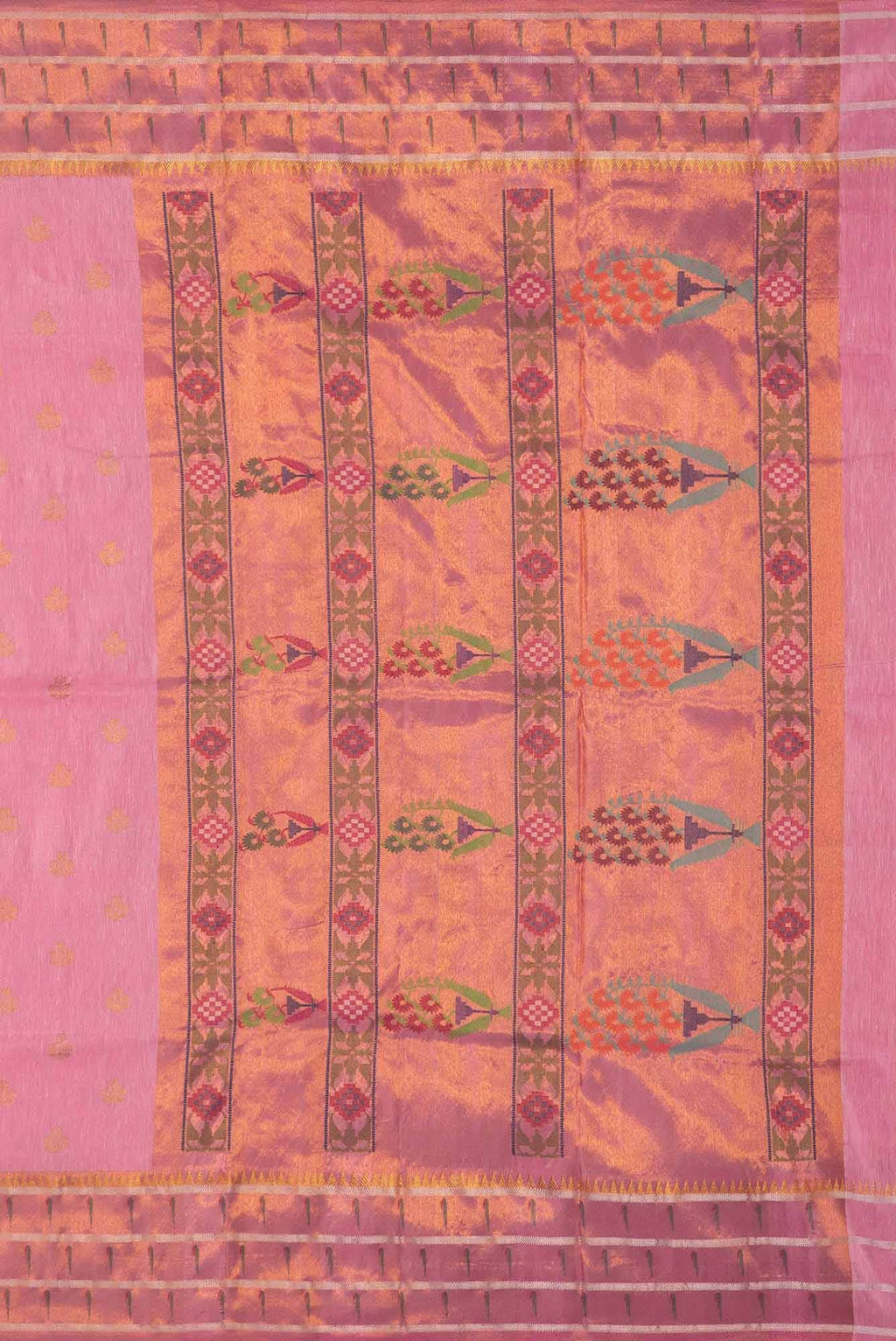 Pink Dual Tone Linen Saree