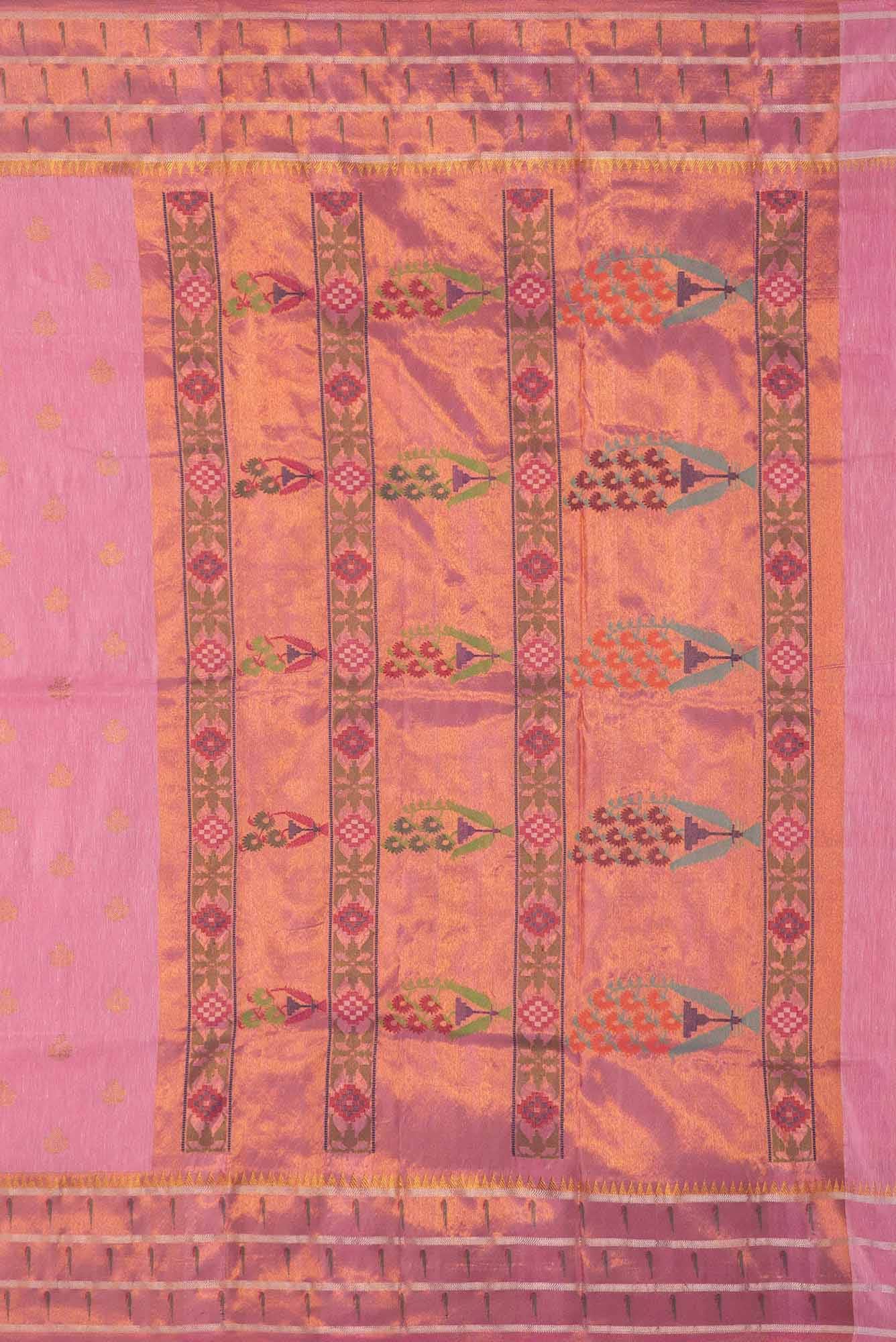 Pink Dual Tone Linen Saree