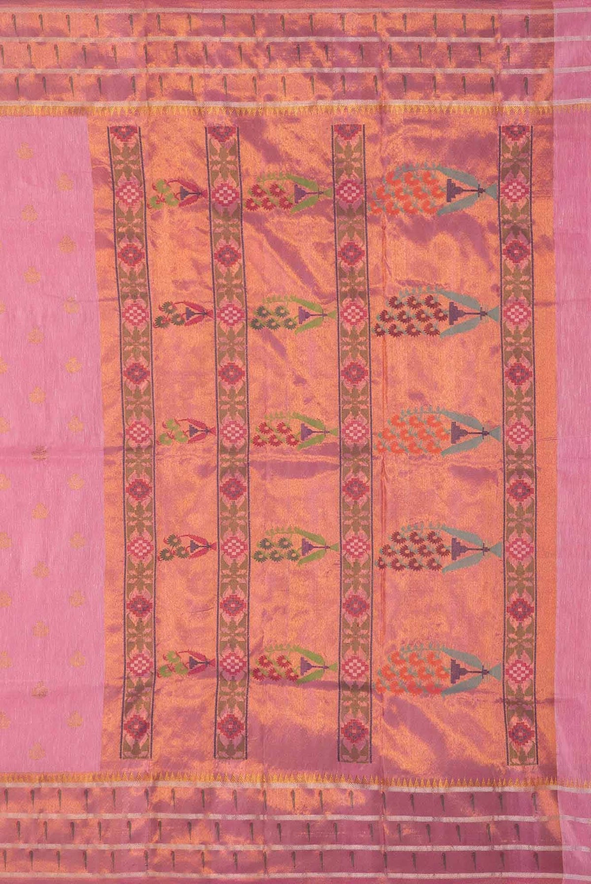 Pink Dual Tone Linen Saree