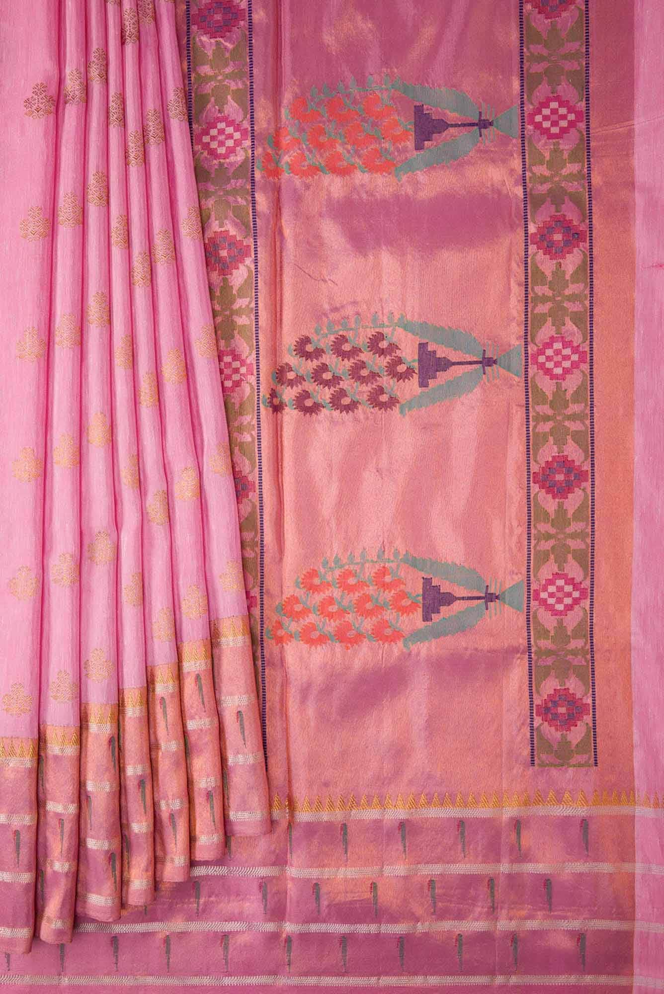 Pink Dual Tone Linen Saree