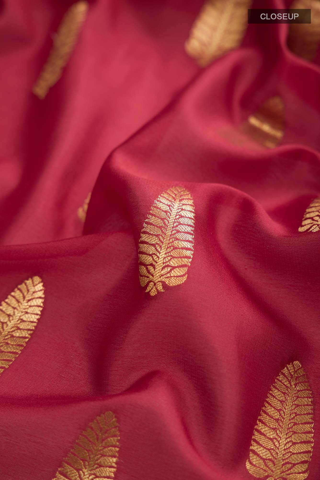 Maroon Mysore Crepe Saree