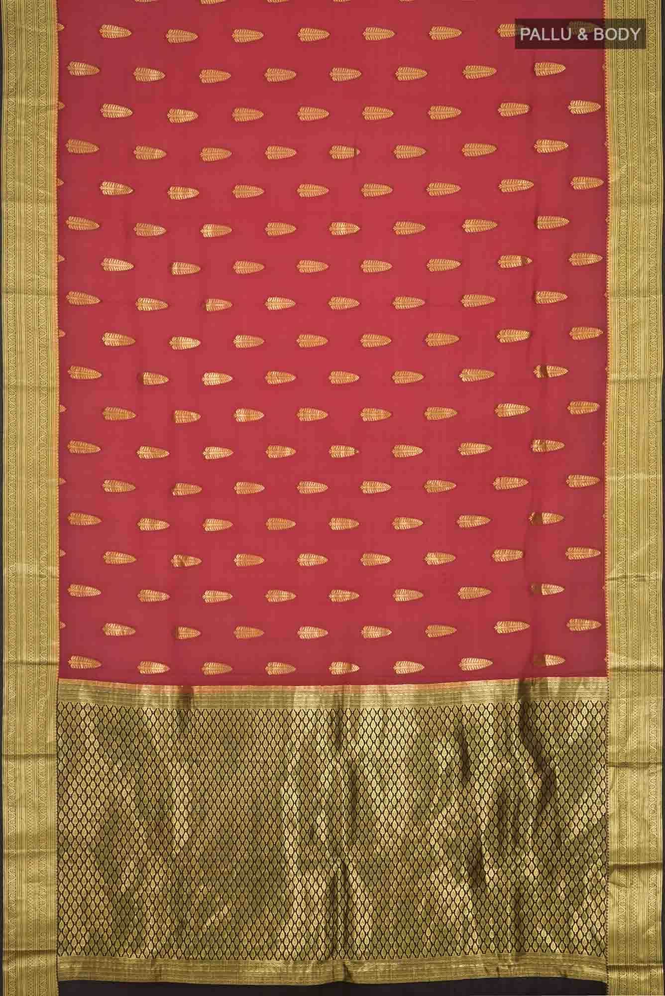 Maroon Mysore Crepe Saree