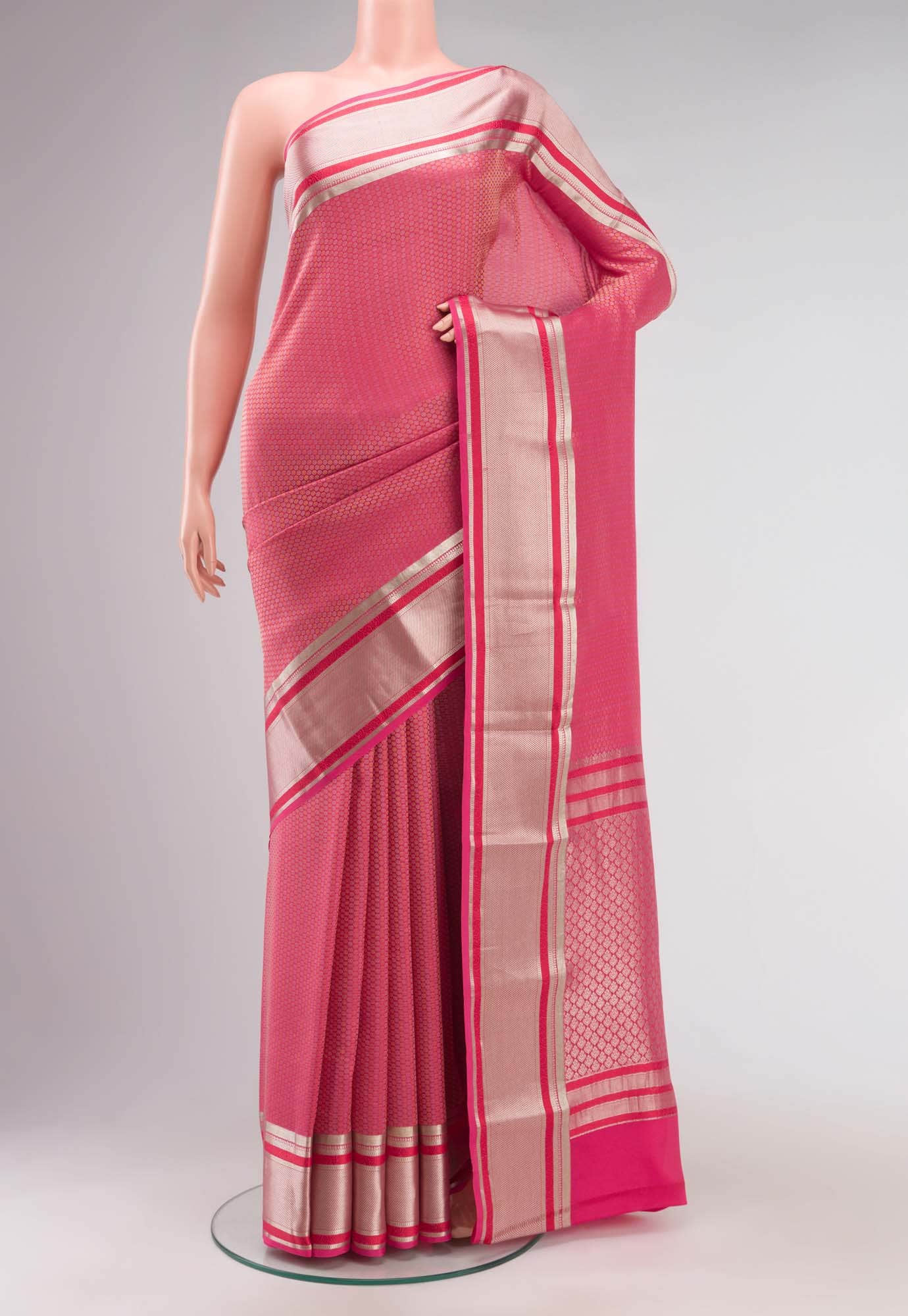Pink Mysore Crepe Saree