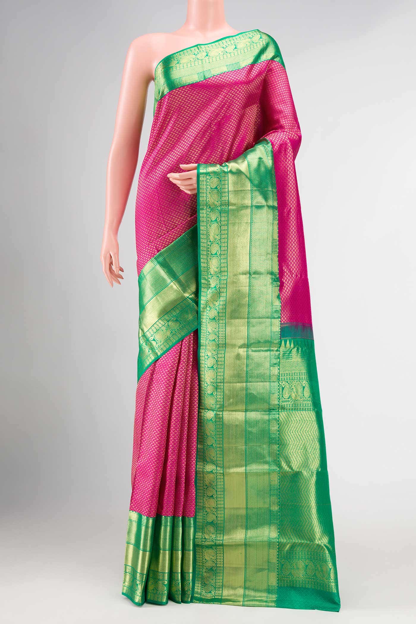 Pink Dual Tone Kanchipuram Silk Saree